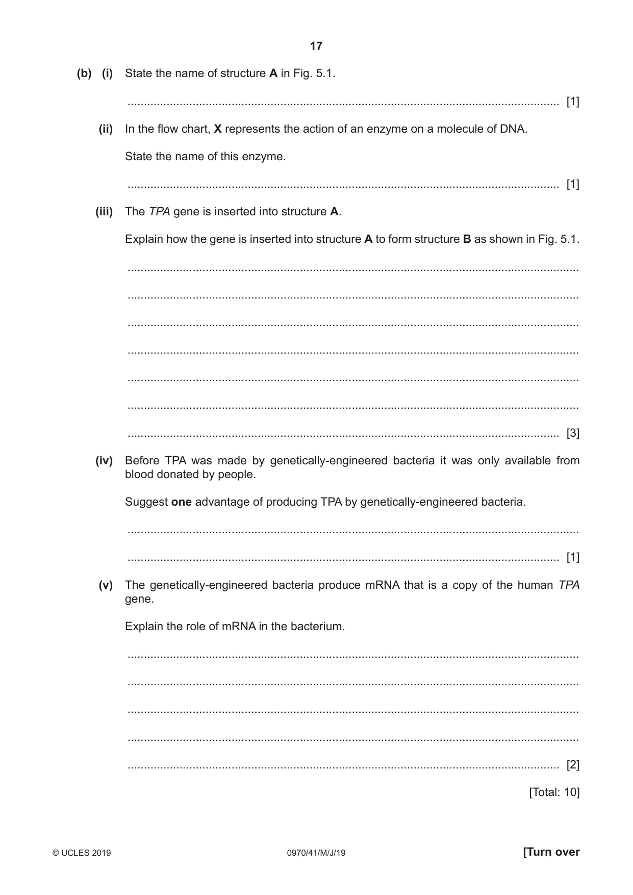 Cambridge IGCSE Biology (9-1) 0970 2019 May/June Paper 4 · Variant 1 question paper, page 17 of 20