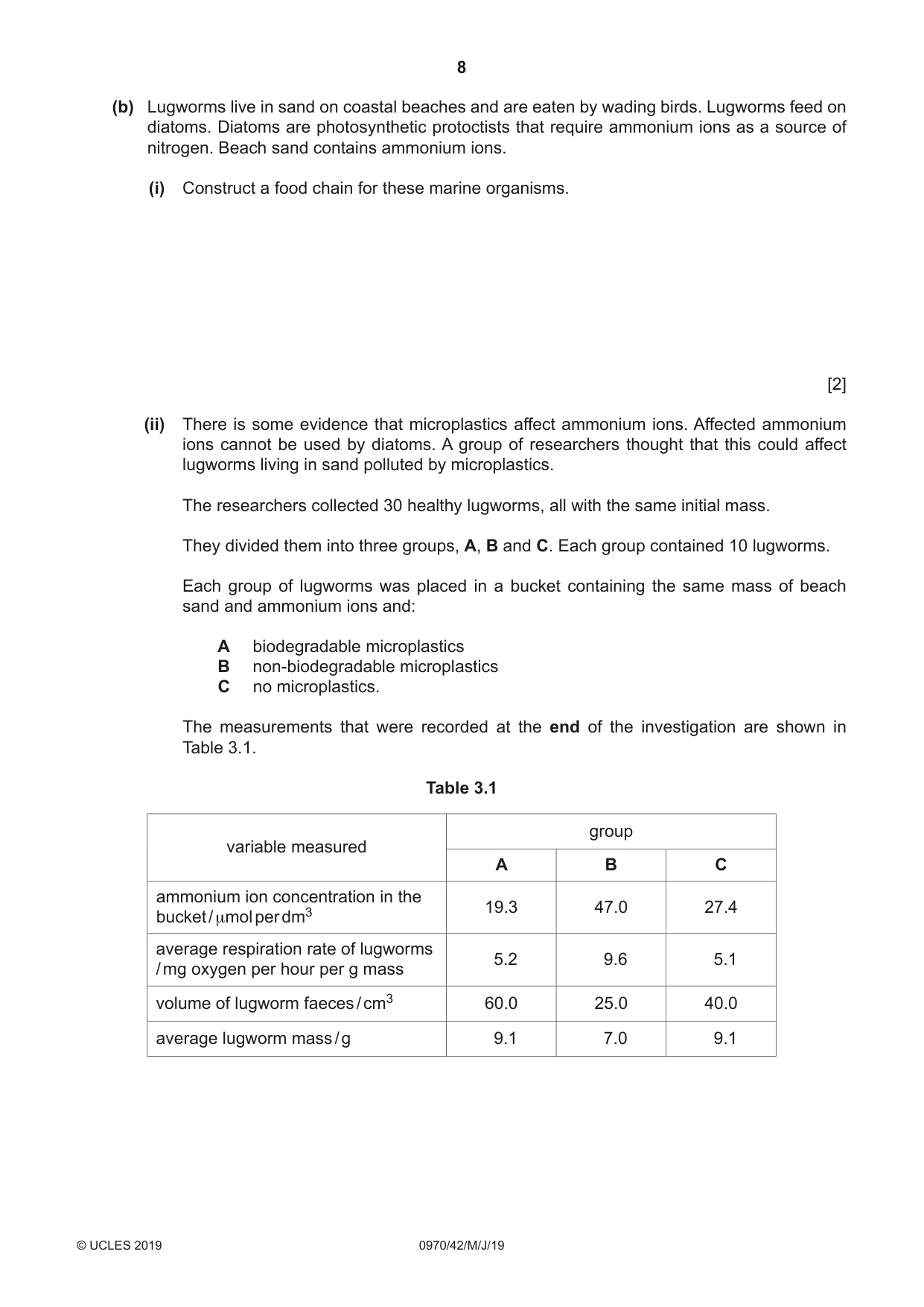 Cambridge IGCSE Biology (9-1) 0970 2019 May/June Paper 4 · Variant 2 question paper, page 8 of 20