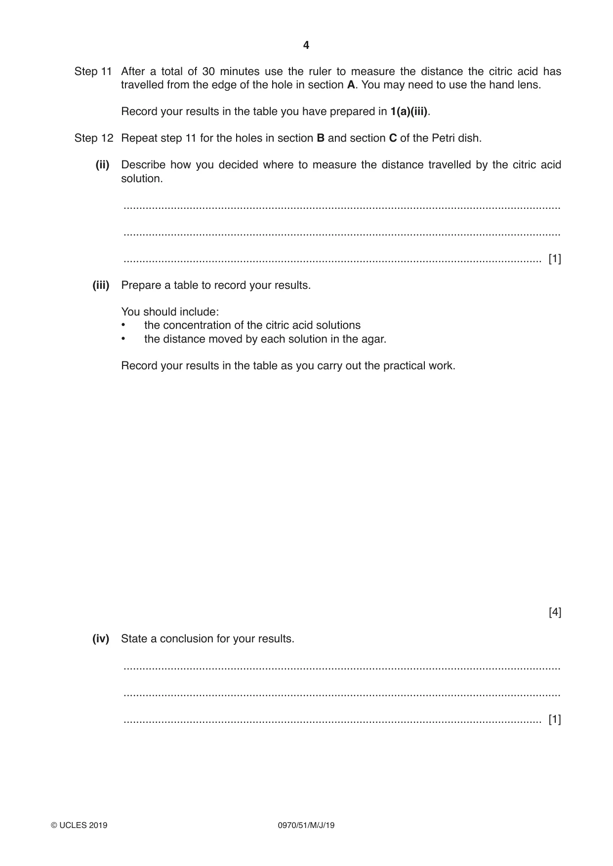 Cambridge IGCSE Biology (9-1) 0970 2019 May/June Paper 5 · Variant 1 question paper, page 4 of 16