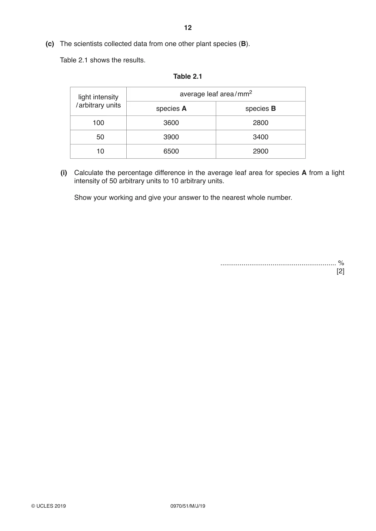 Cambridge IGCSE Biology (9-1) 0970 2019 May/June Paper 5 · Variant 1 question paper, page 12 of 16