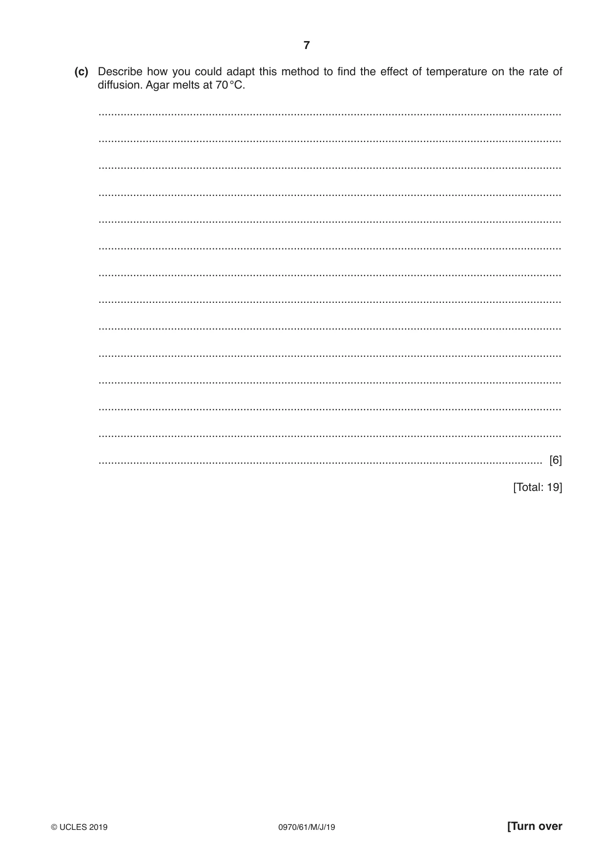 Cambridge IGCSE Biology (9-1) 0970 2019 May/June Paper 6 · Variant 1 question paper, page 7 of 16