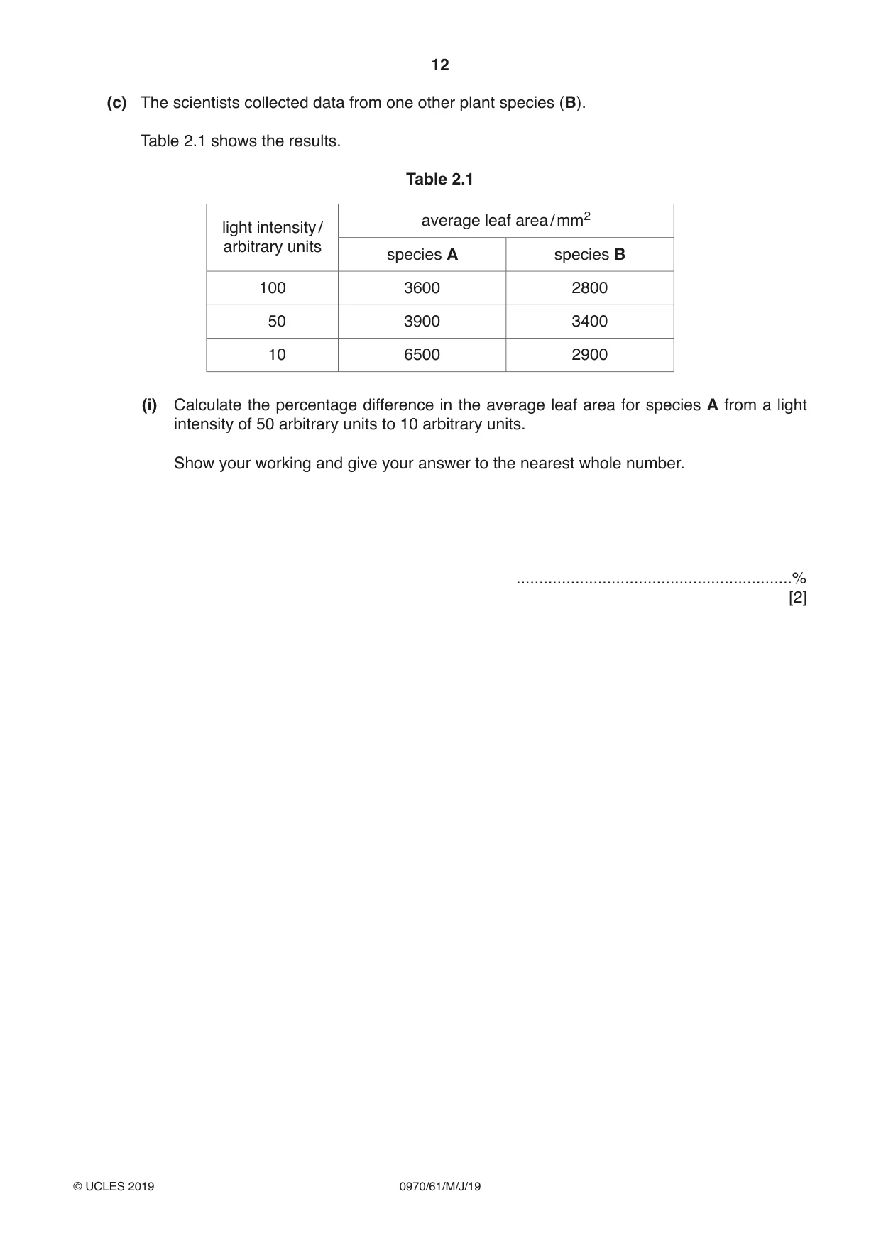 Cambridge IGCSE Biology (9-1) 0970 2019 May/June Paper 6 · Variant 1 question paper, page 12 of 16
