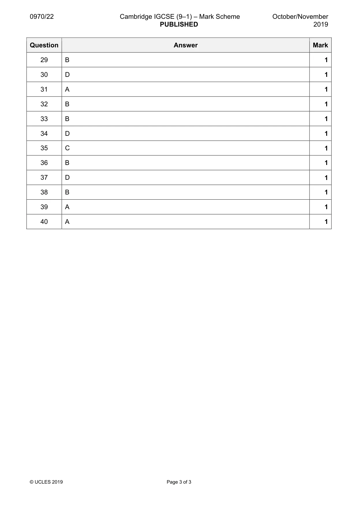 Mark scheme, page 3 of 3