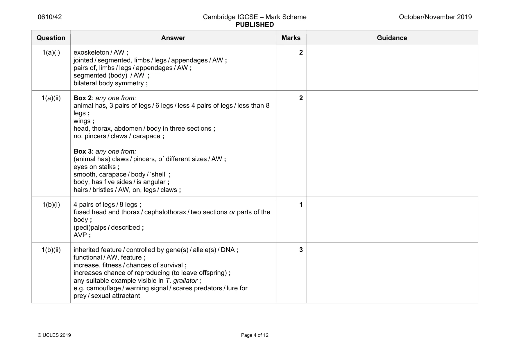 Mark scheme, page 4 of 12