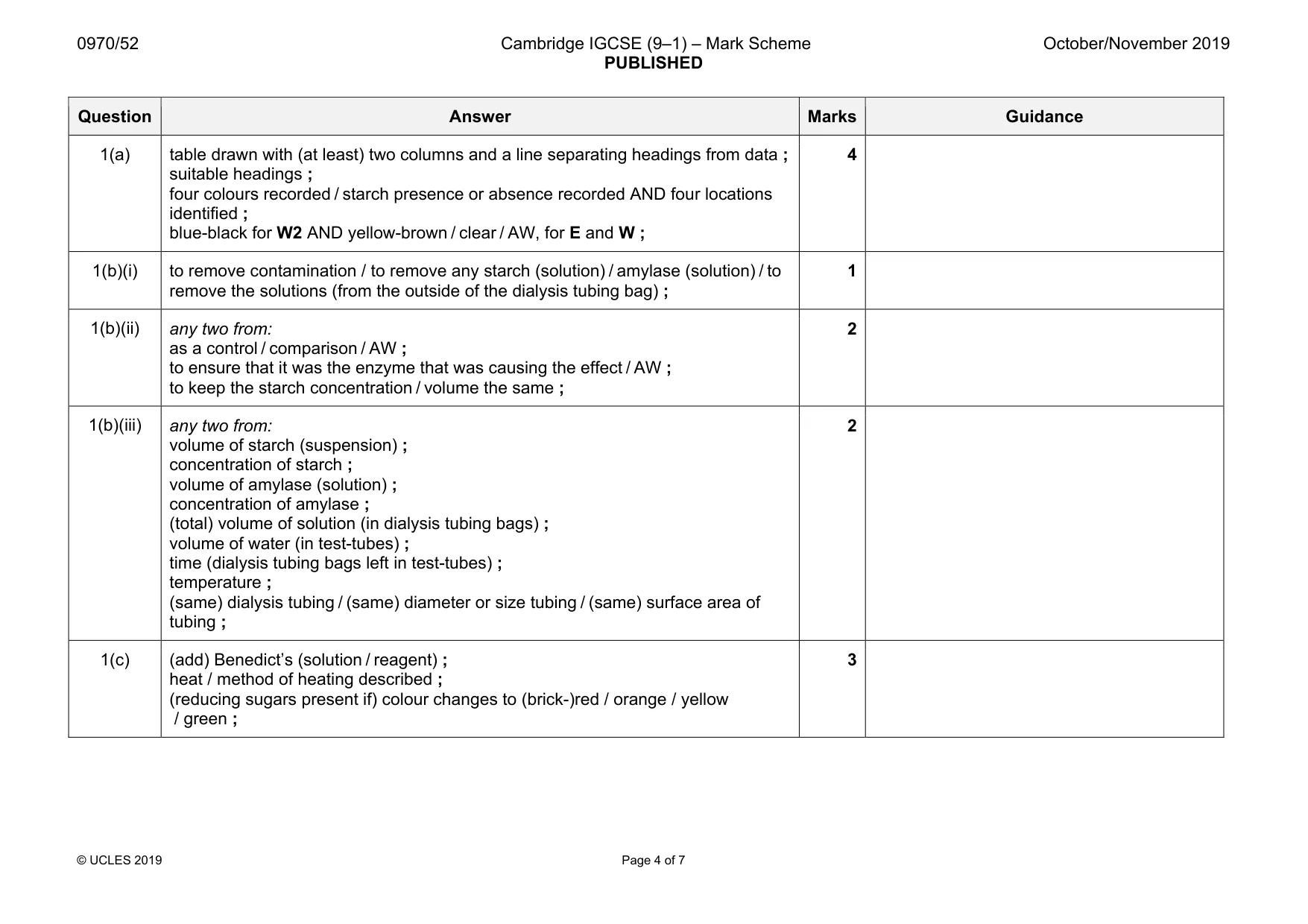 Mark scheme, page 4 of 7