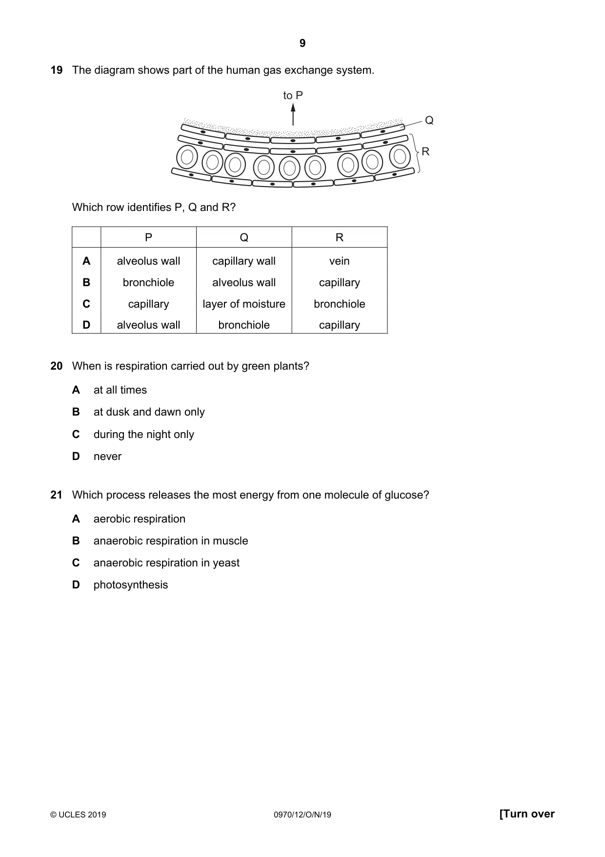 Cambridge IGCSE Biology (9-1) 0970 2019 Oct/Nov Paper 1 · Variant 2 question paper, page 9 of 16