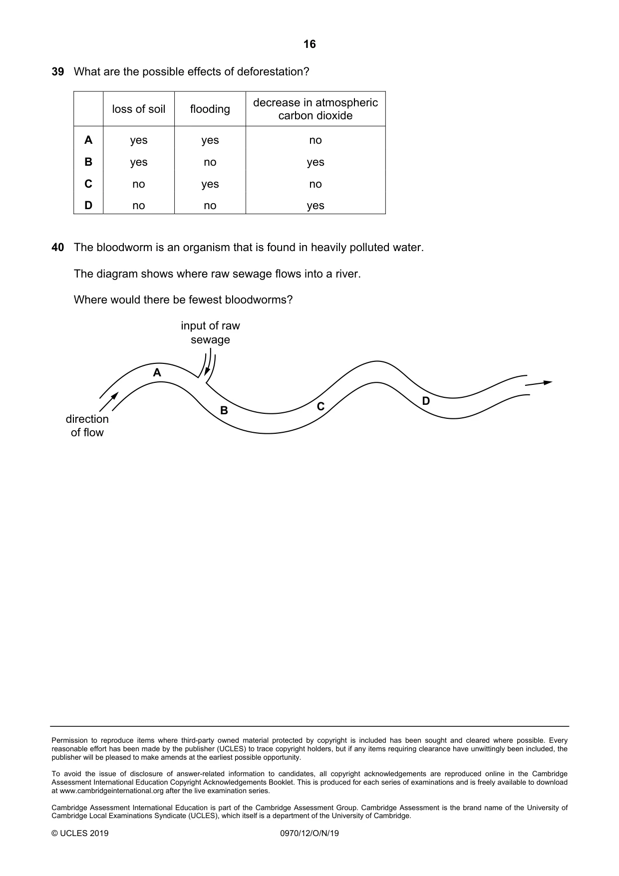 Cambridge IGCSE Biology (9-1) 0970 2019 Oct/Nov Paper 1 · Variant 2 question paper, page 16 of 16