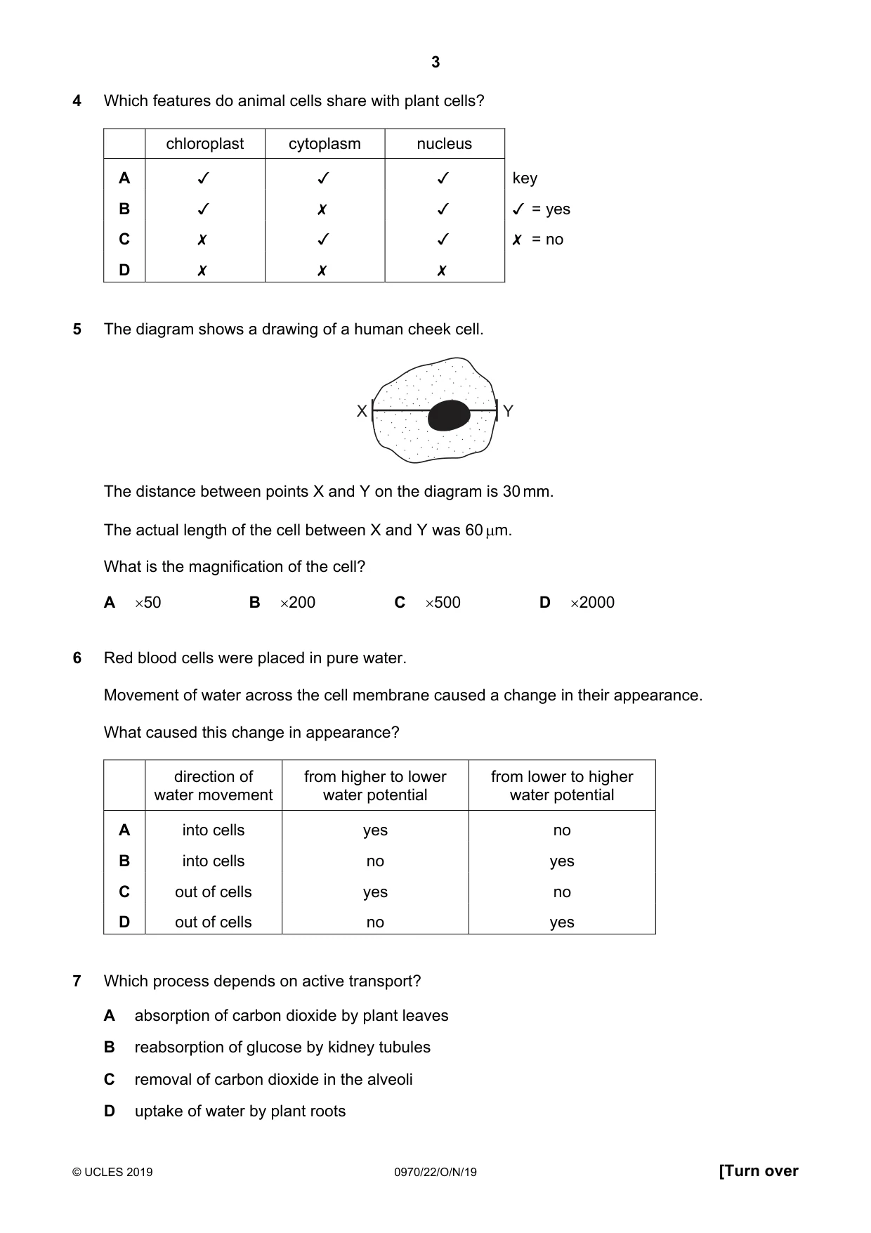 Cambridge IGCSE Biology (9-1) 0970 2019 Oct/Nov Paper 2 · Variant 2 question paper, page 3 of 16