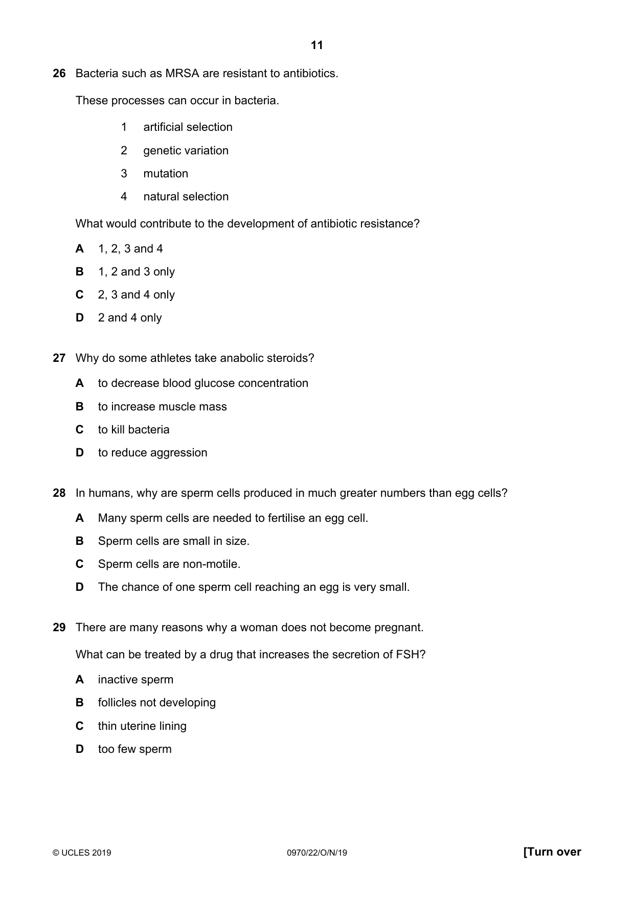 Cambridge IGCSE Biology (9-1) 0970 2019 Oct/Nov Paper 2 · Variant 2 question paper, page 11 of 16