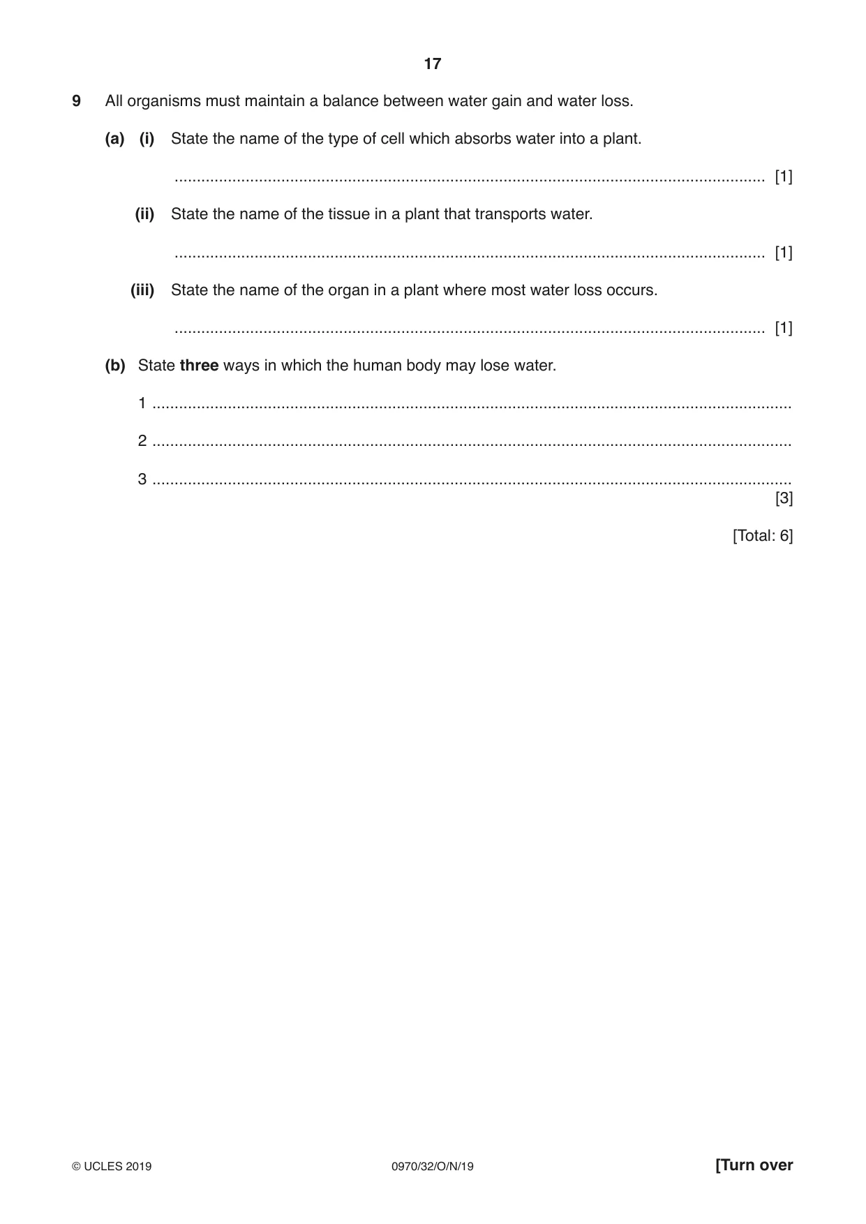 Cambridge IGCSE Biology (9-1) 0970 2019 Oct/Nov Paper 3 · Variant 2 question paper, page 17 of 20