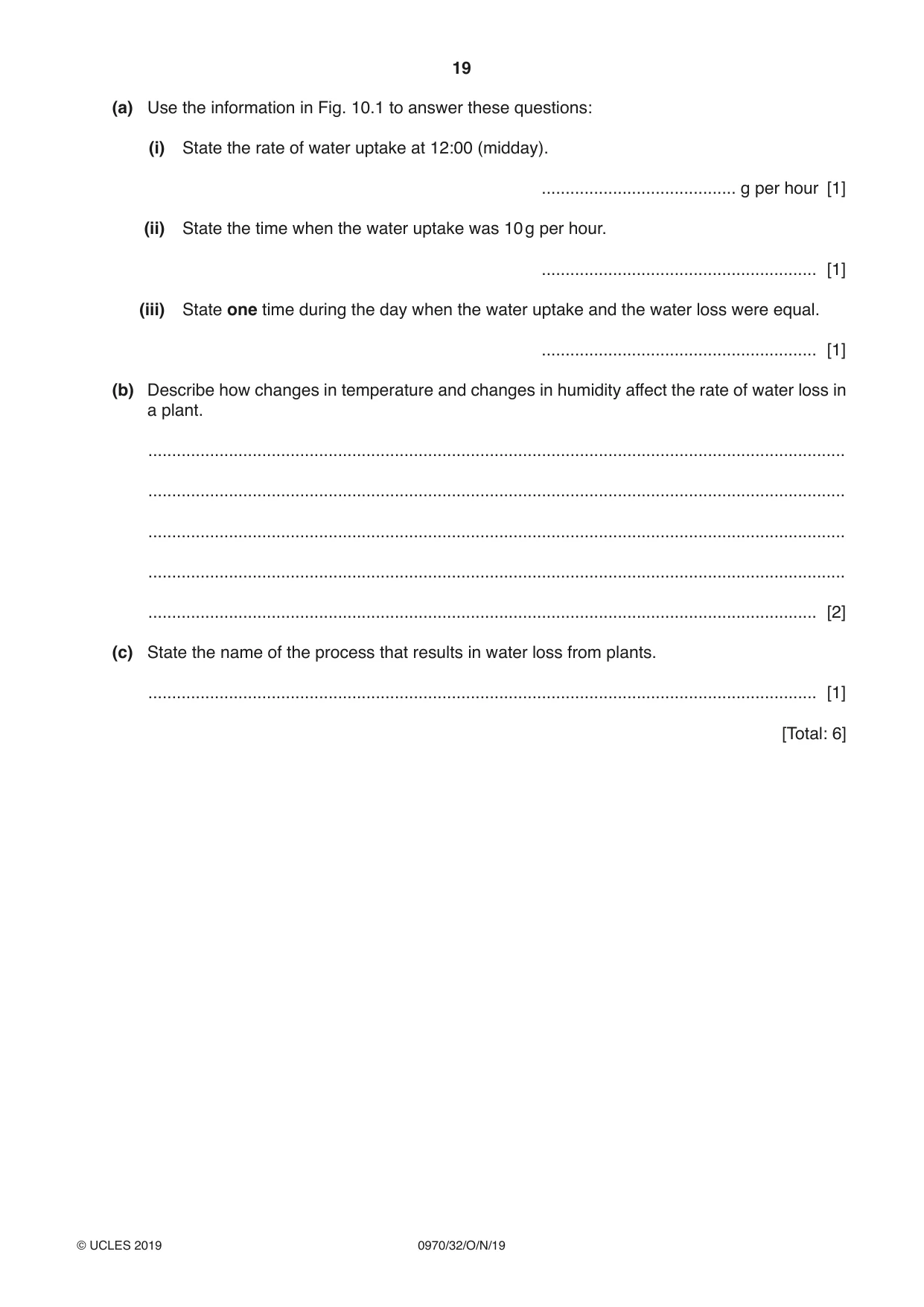 Cambridge IGCSE Biology (9-1) 0970 2019 Oct/Nov Paper 3 · Variant 2 question paper, page 19 of 20