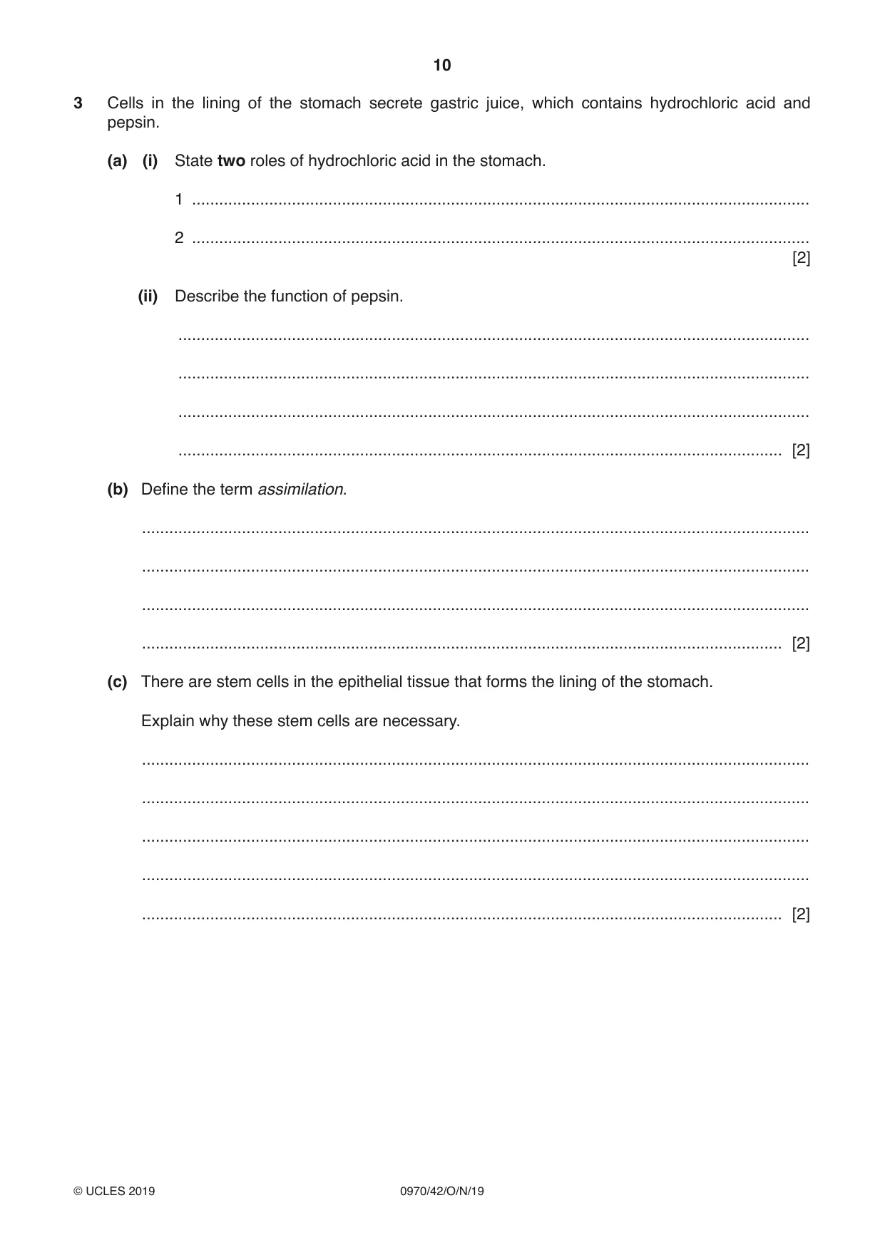 Cambridge IGCSE Biology (9-1) 0970 2019 Oct/Nov Paper 4 · Variant 2 question paper, page 10 of 24