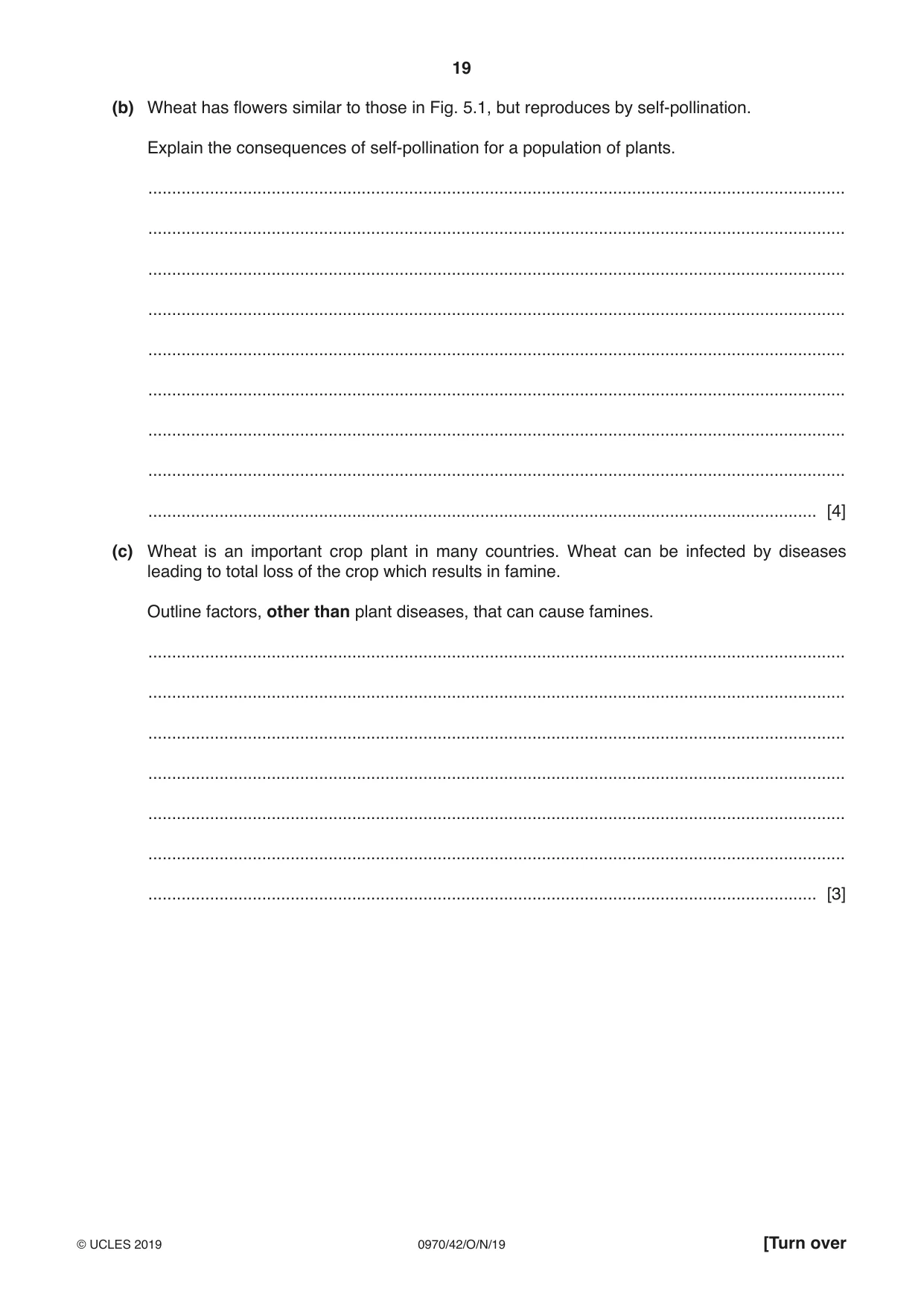 Cambridge IGCSE Biology (9-1) 0970 2019 Oct/Nov Paper 4 · Variant 2 question paper, page 19 of 24