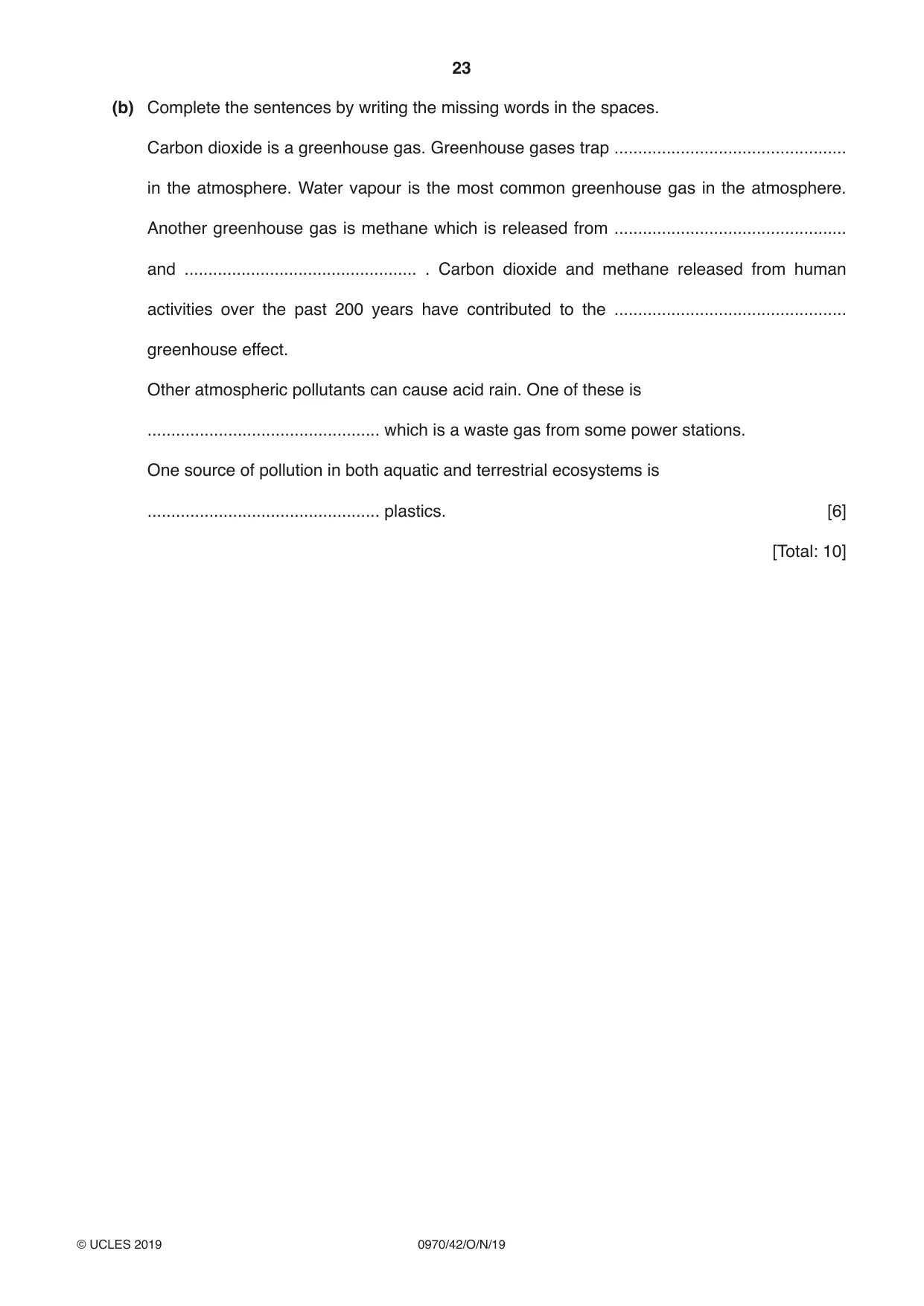 Cambridge IGCSE Biology (9-1) 0970 2019 Oct/Nov Paper 4 · Variant 2 question paper, page 23 of 24