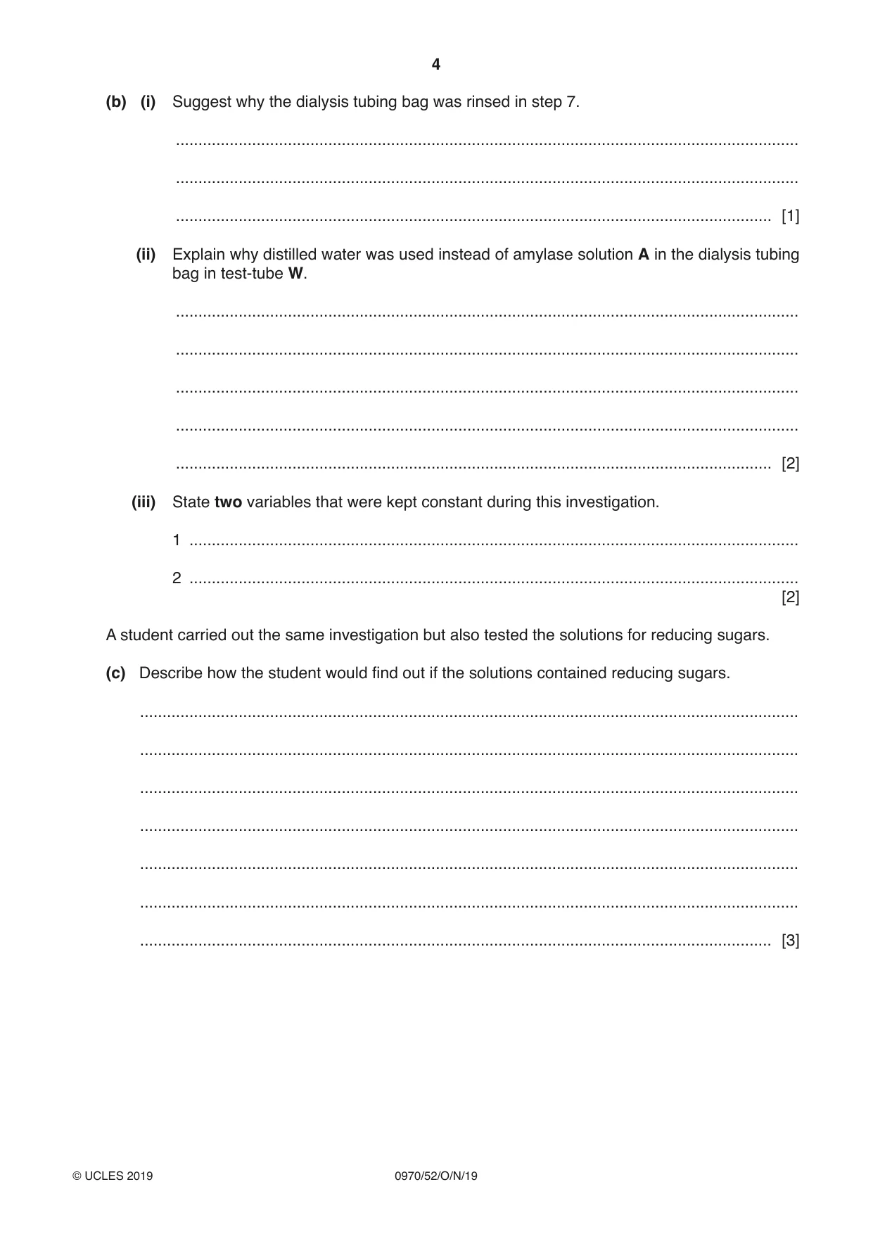 Cambridge IGCSE Biology (9-1) 0970 2019 Oct/Nov Paper 5 · Variant 2 question paper, page 4 of 12