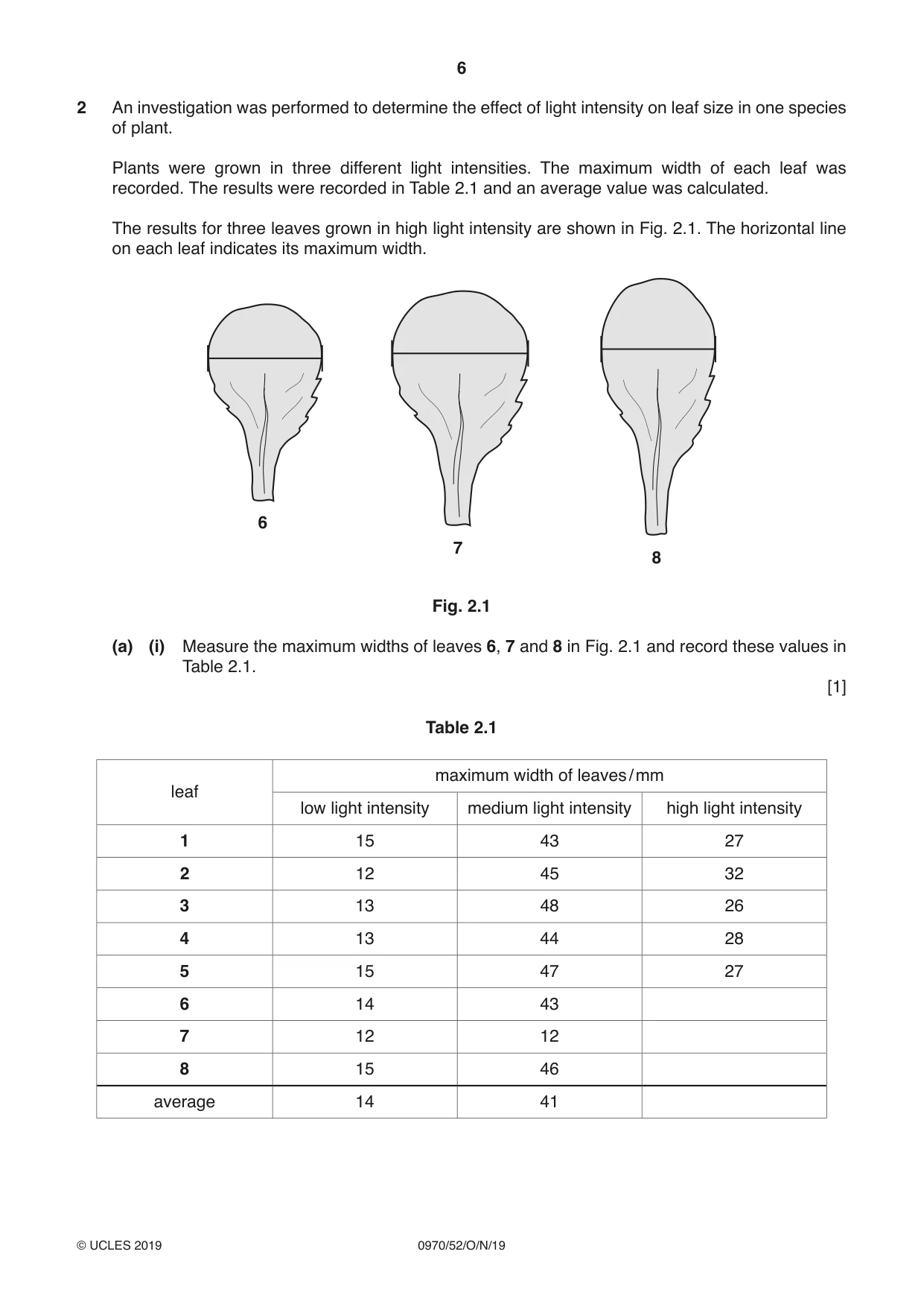 Cambridge IGCSE Biology (9-1) 0970 2019 Oct/Nov Paper 5 · Variant 2 question paper, page 6 of 12