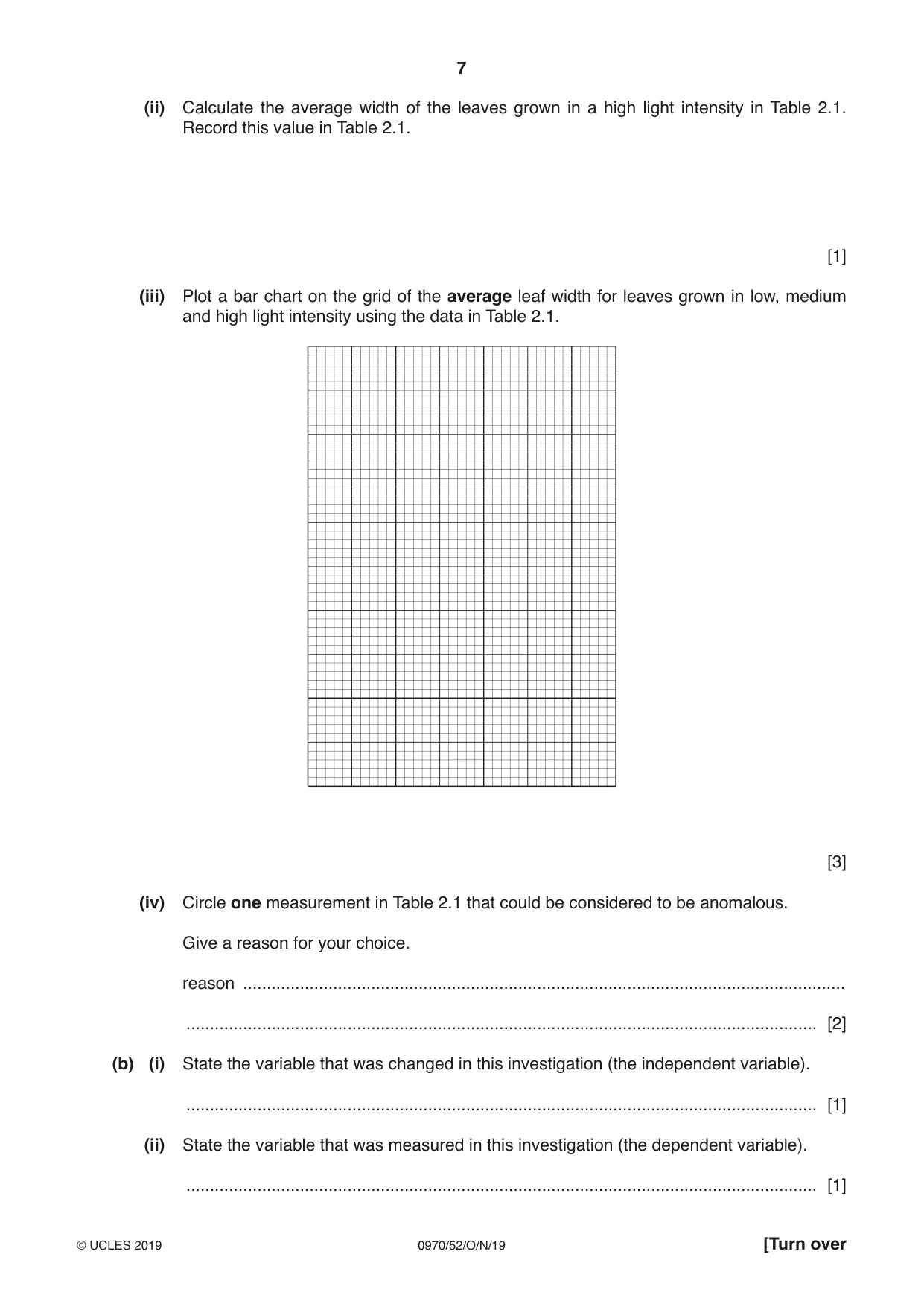Cambridge IGCSE Biology (9-1) 0970 2019 Oct/Nov Paper 5 · Variant 2 question paper, page 7 of 12