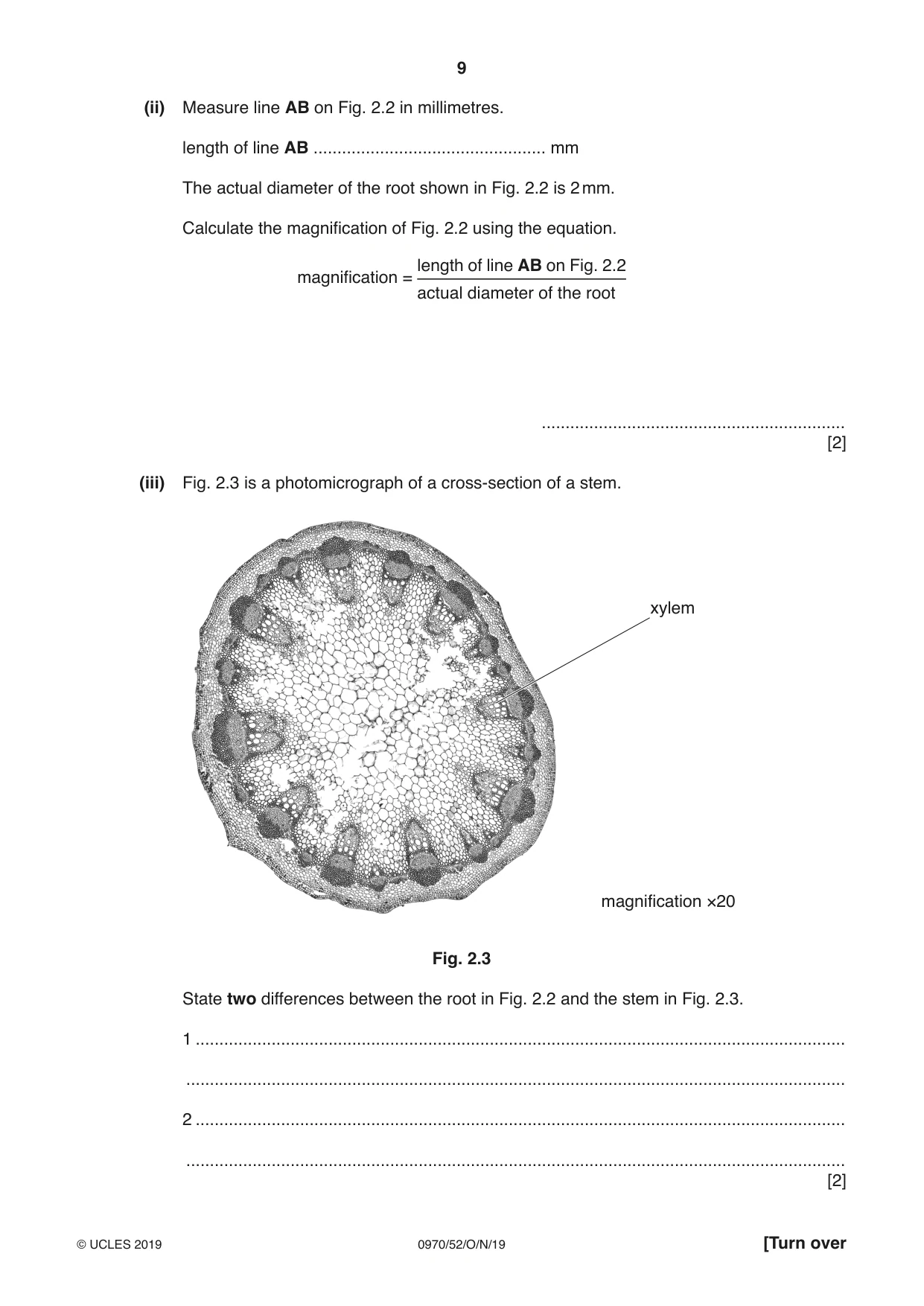 Cambridge IGCSE Biology (9-1) 0970 2019 Oct/Nov Paper 5 · Variant 2 question paper, page 9 of 12