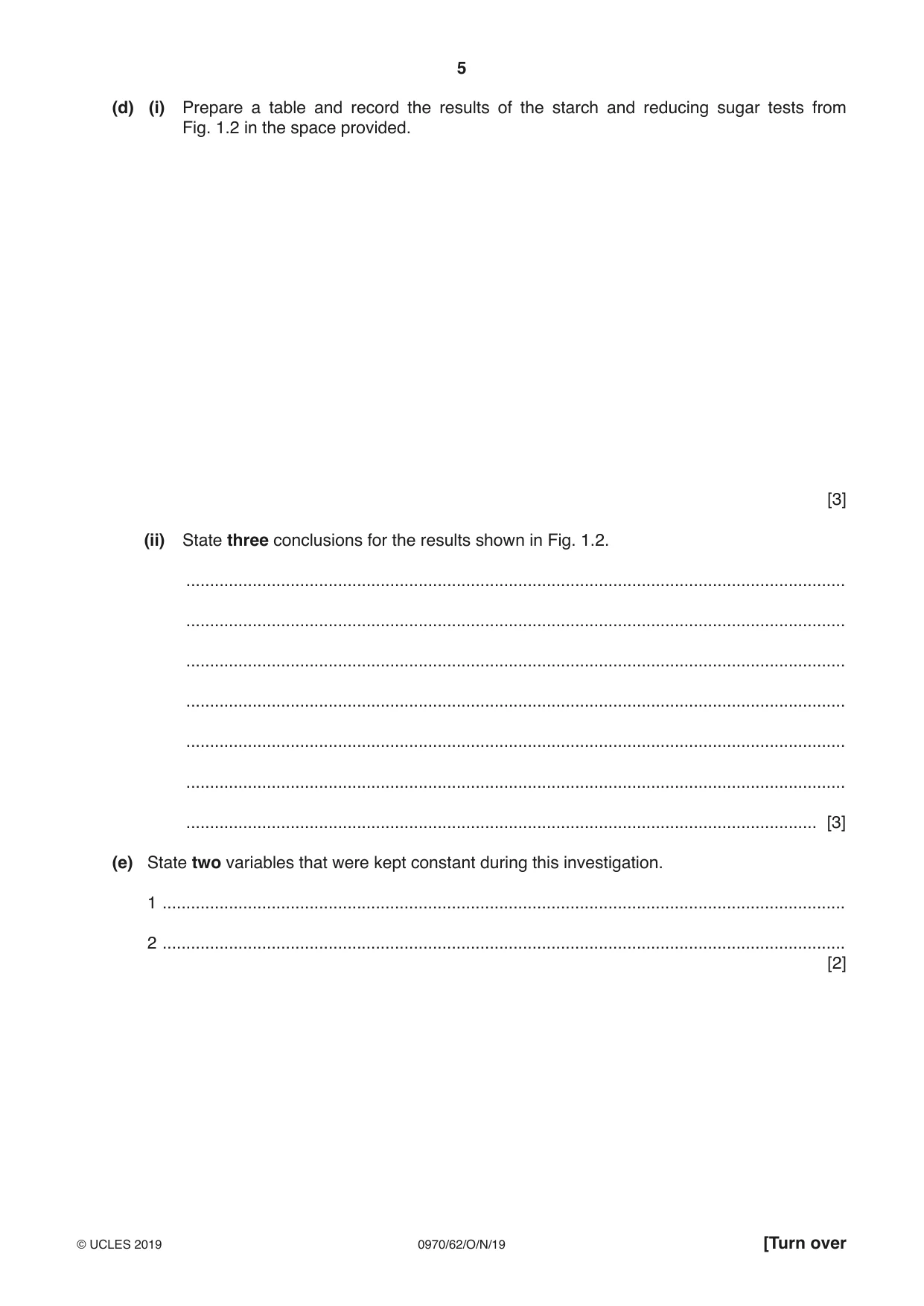 Cambridge IGCSE Biology (9-1) 0970 2019 Oct/Nov Paper 6 · Variant 2 question paper, page 5 of 12