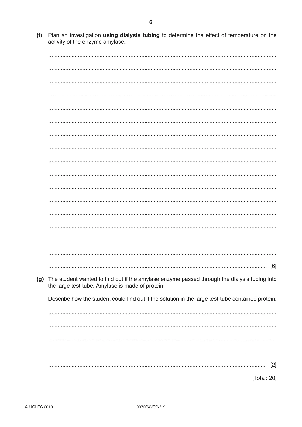 Cambridge IGCSE Biology (9-1) 0970 2019 Oct/Nov Paper 6 · Variant 2 question paper, page 6 of 12