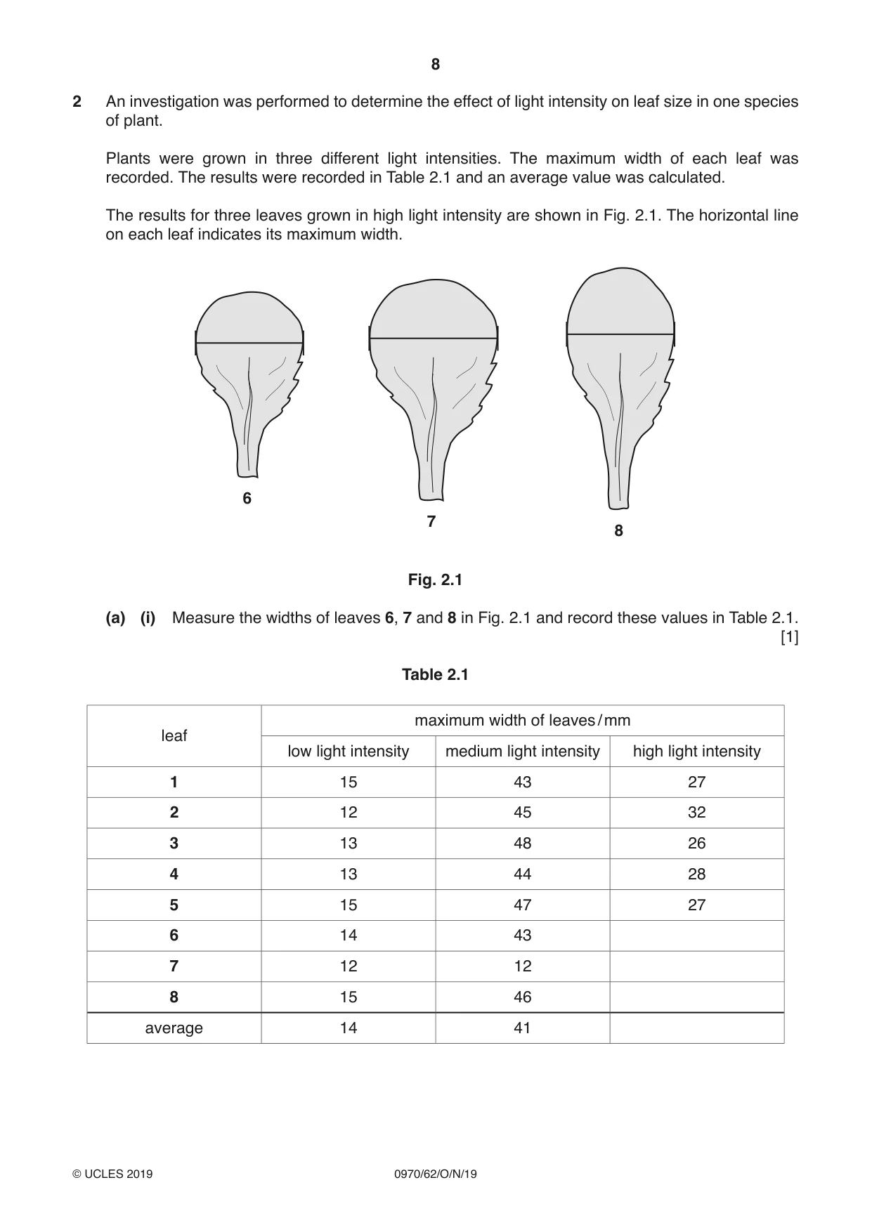Cambridge IGCSE Biology (9-1) 0970 2019 Oct/Nov Paper 6 · Variant 2 question paper, page 8 of 12