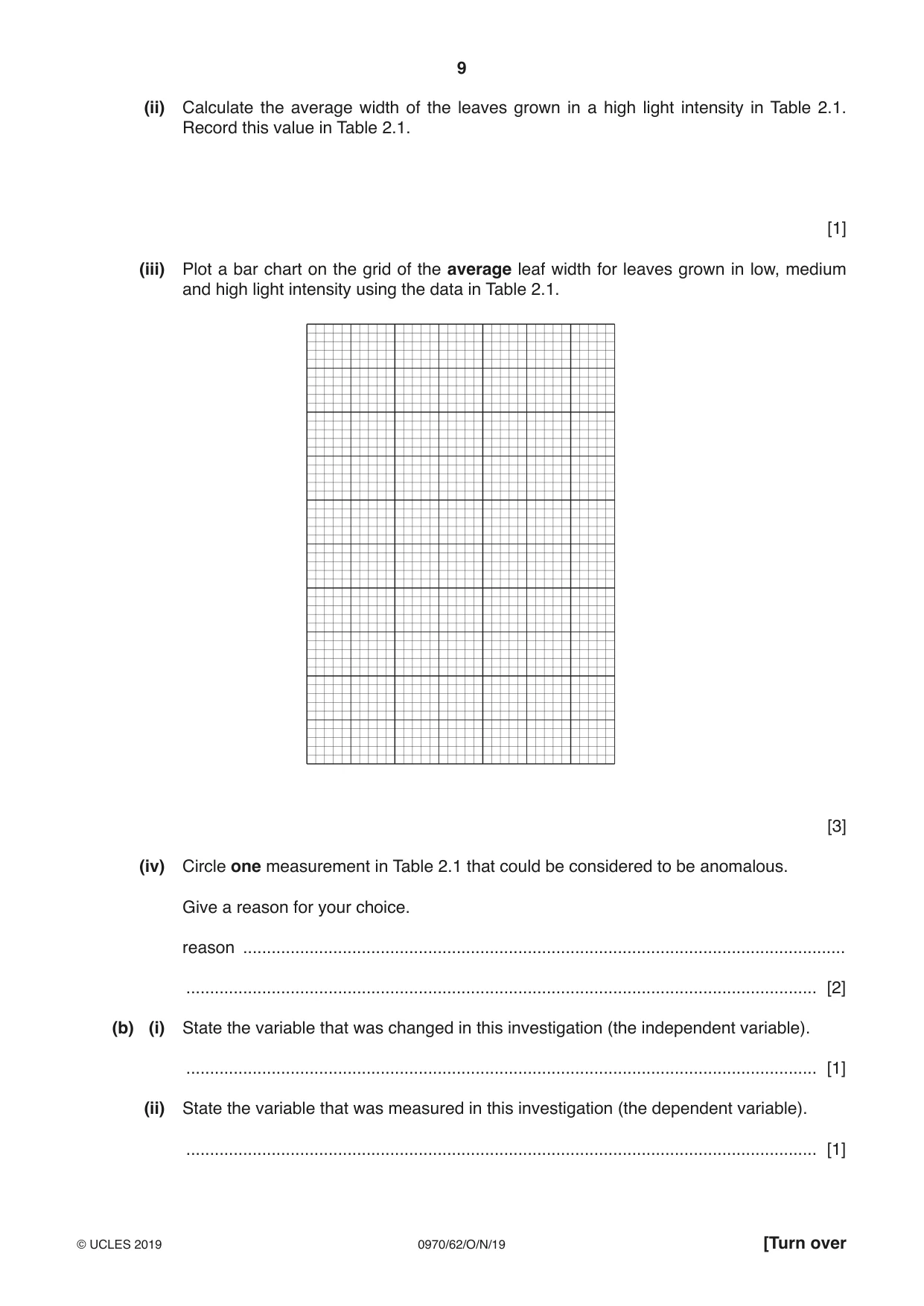 Cambridge IGCSE Biology (9-1) 0970 2019 Oct/Nov Paper 6 · Variant 2 question paper, page 9 of 12