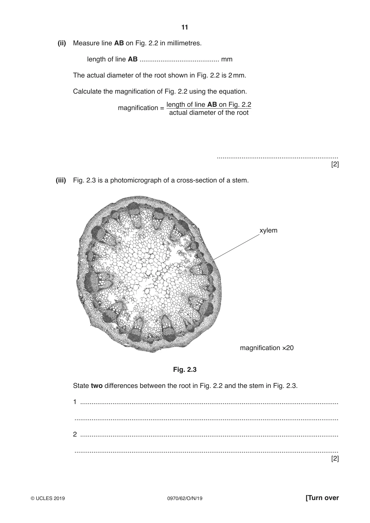 Cambridge IGCSE Biology (9-1) 0970 2019 Oct/Nov Paper 6 · Variant 2 question paper, page 11 of 12