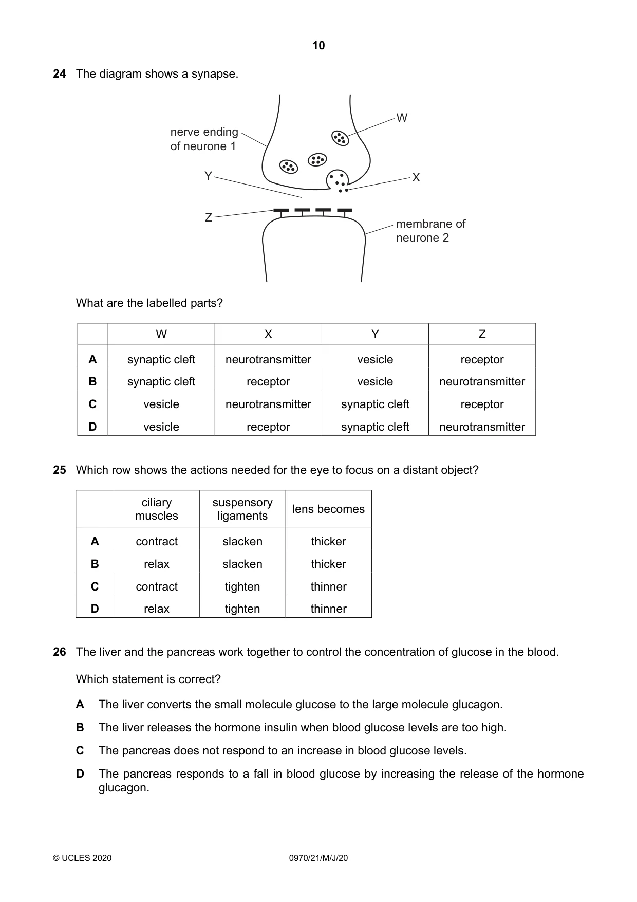 Cambridge IGCSE Biology (9-1) 0970 2020 May/June Paper 2 · Variant 1 question paper, page 10 of 16