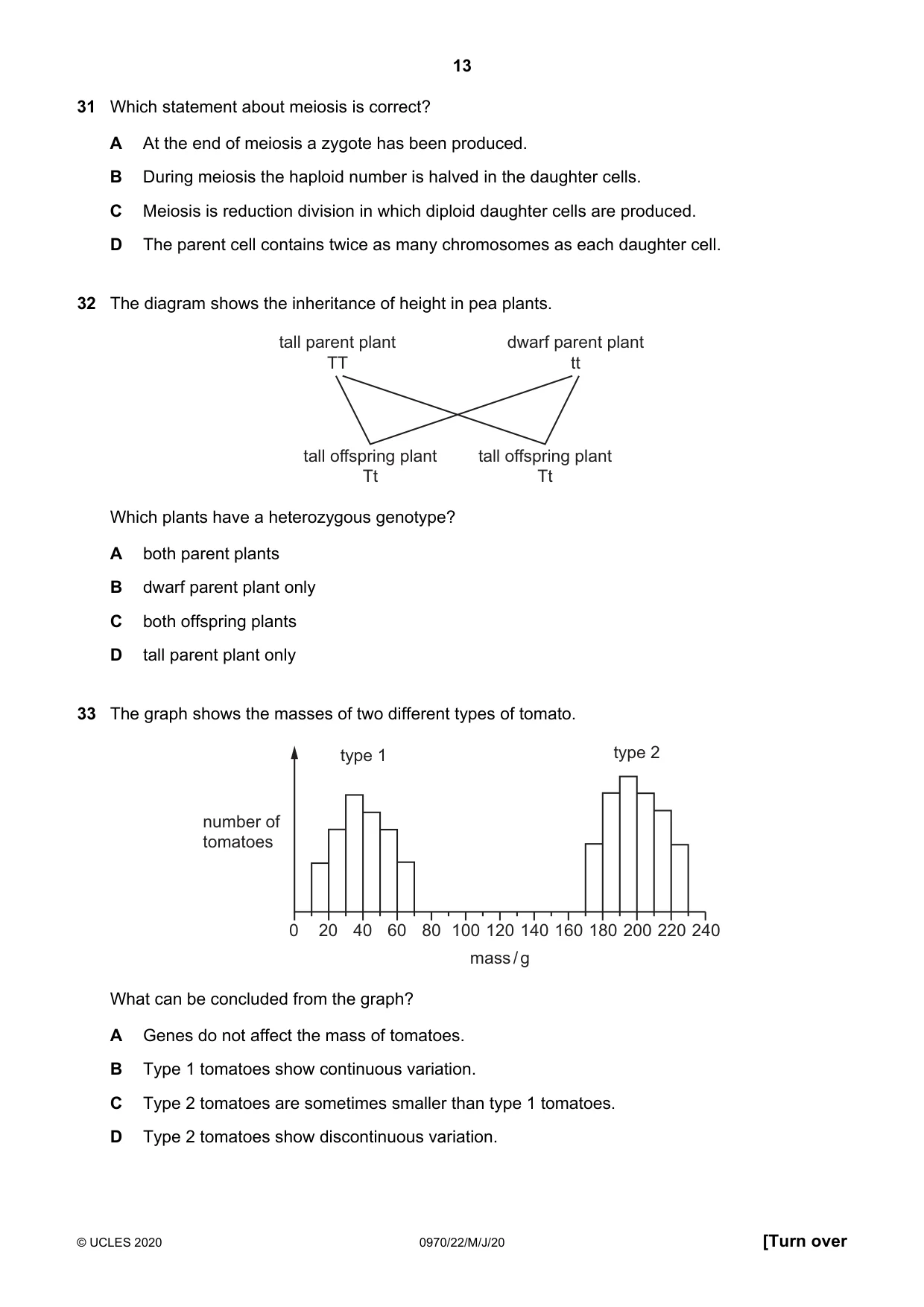 Cambridge IGCSE Biology (9-1) 0970 2020 May/June Paper 2 · Variant 2 question paper, page 13 of 16