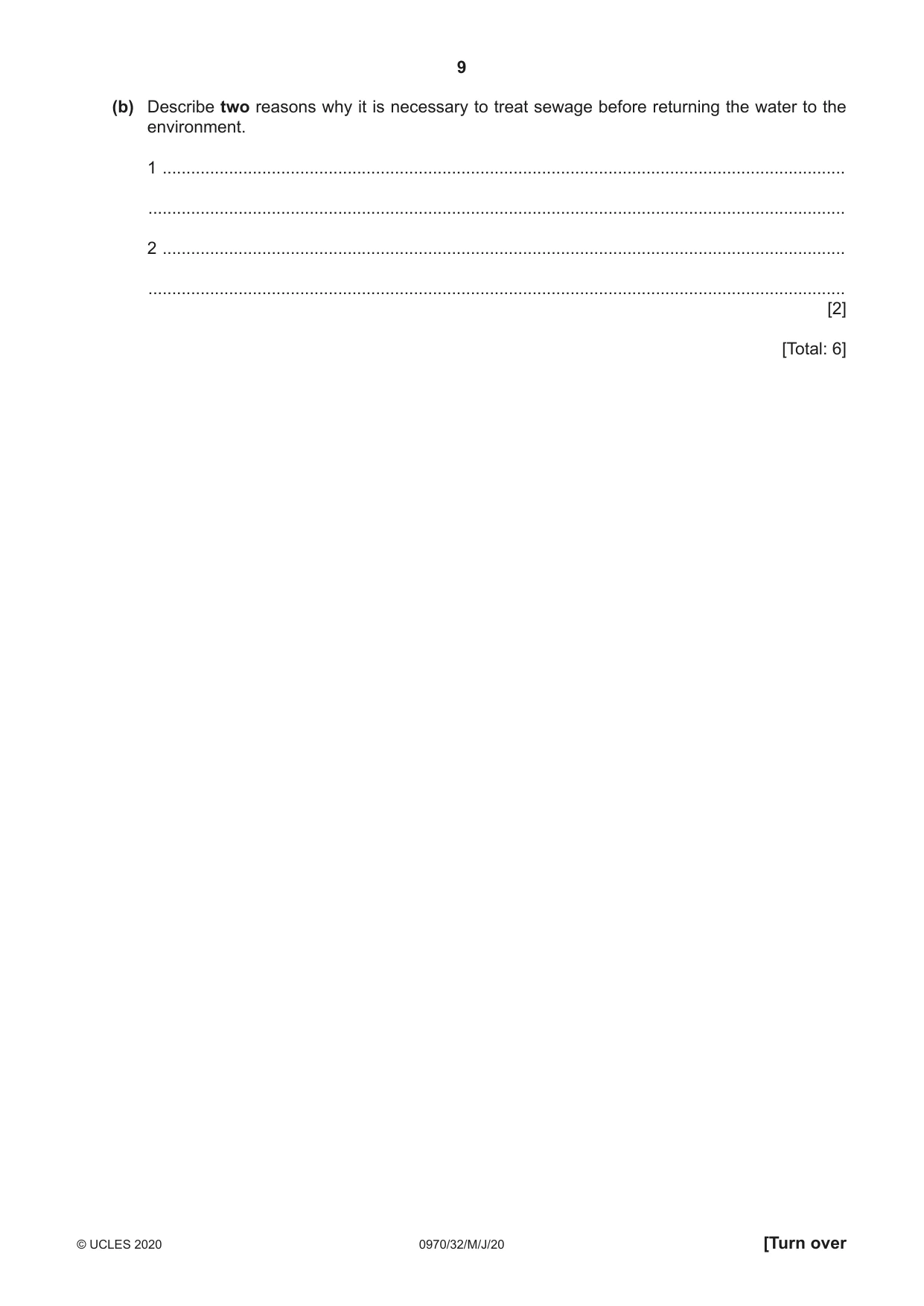 Cambridge IGCSE Biology (9-1) 0970 2020 May/June Paper 3 · Variant 2 question paper, page 9 of 20