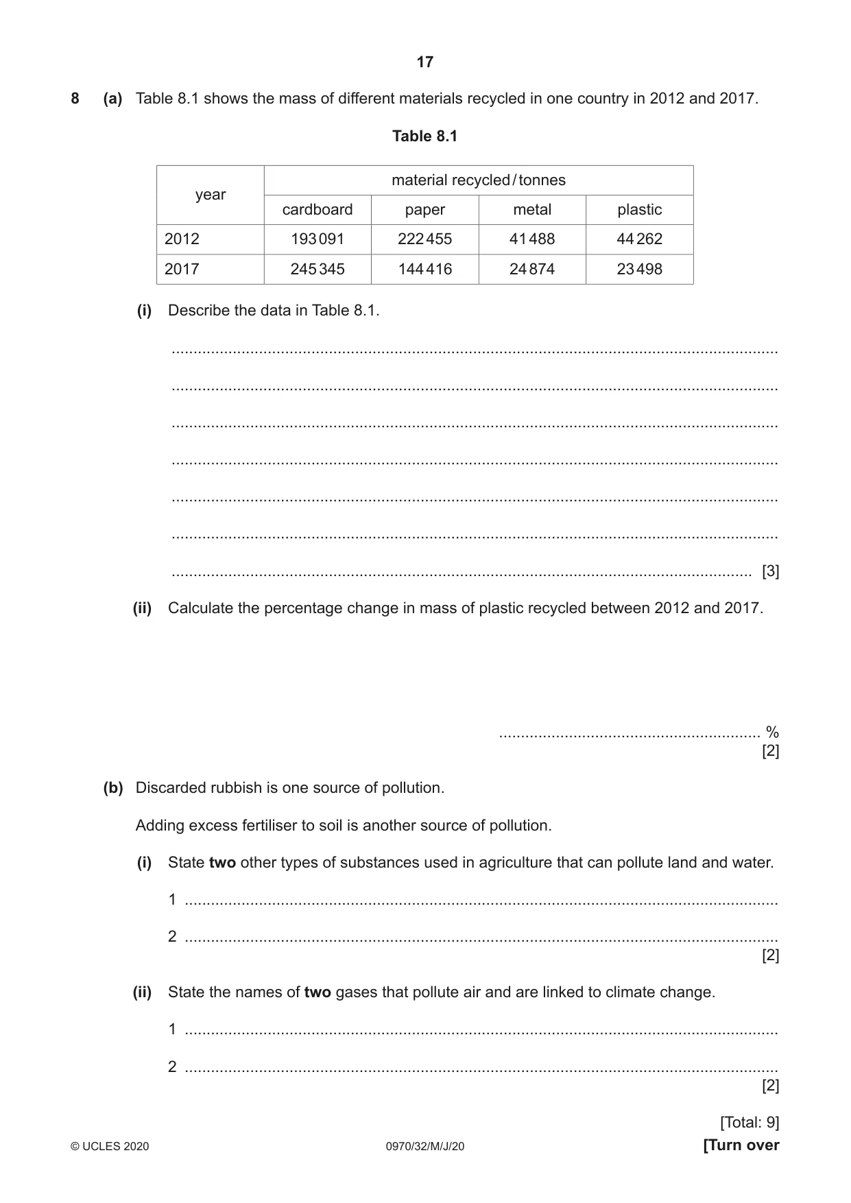 Cambridge IGCSE Biology (9-1) 0970 2020 May/June Paper 3 · Variant 2 question paper, page 17 of 20