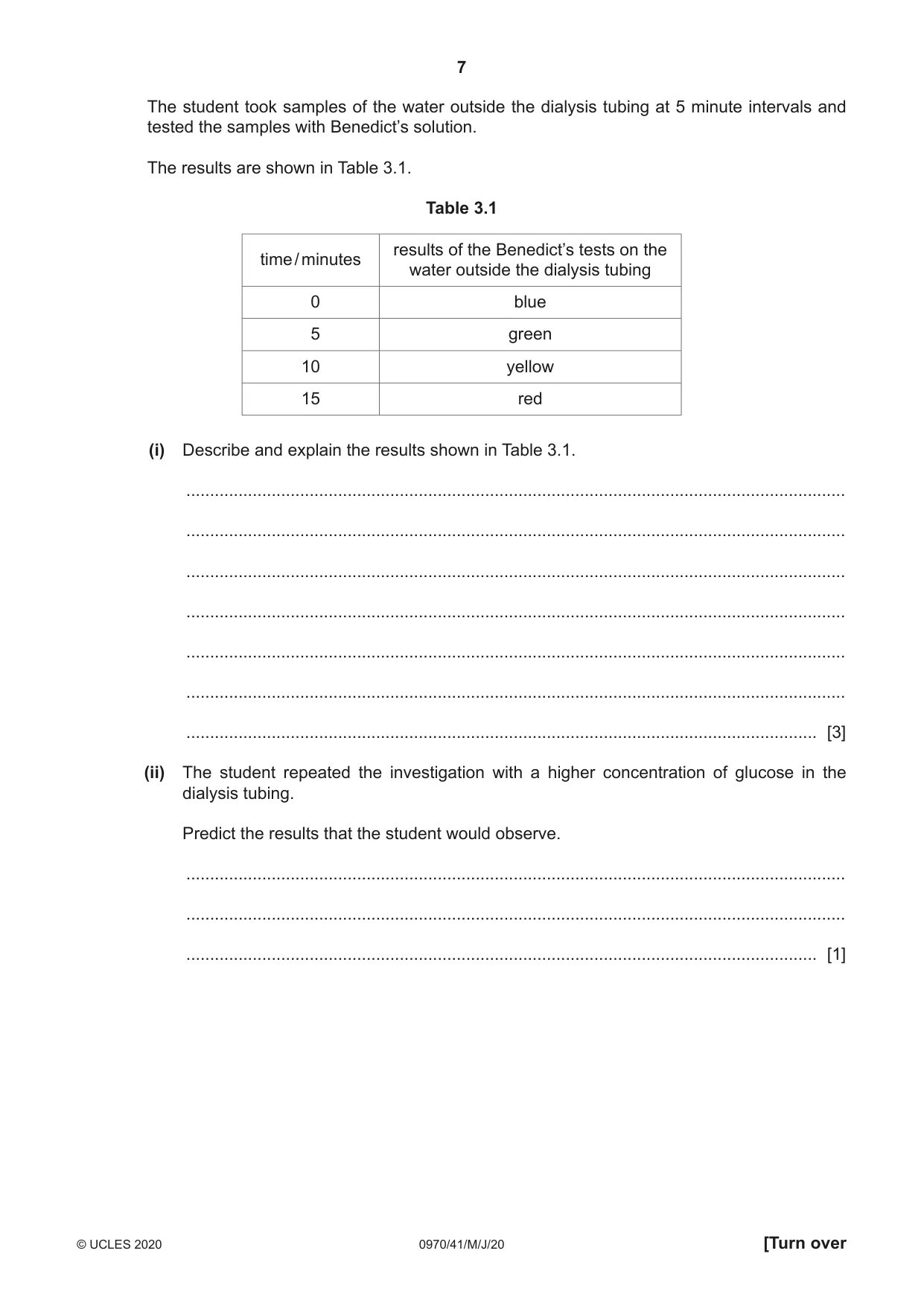 Cambridge IGCSE Biology (9-1) 0970 2020 May/June Paper 4 · Variant 1 question paper, page 7 of 20