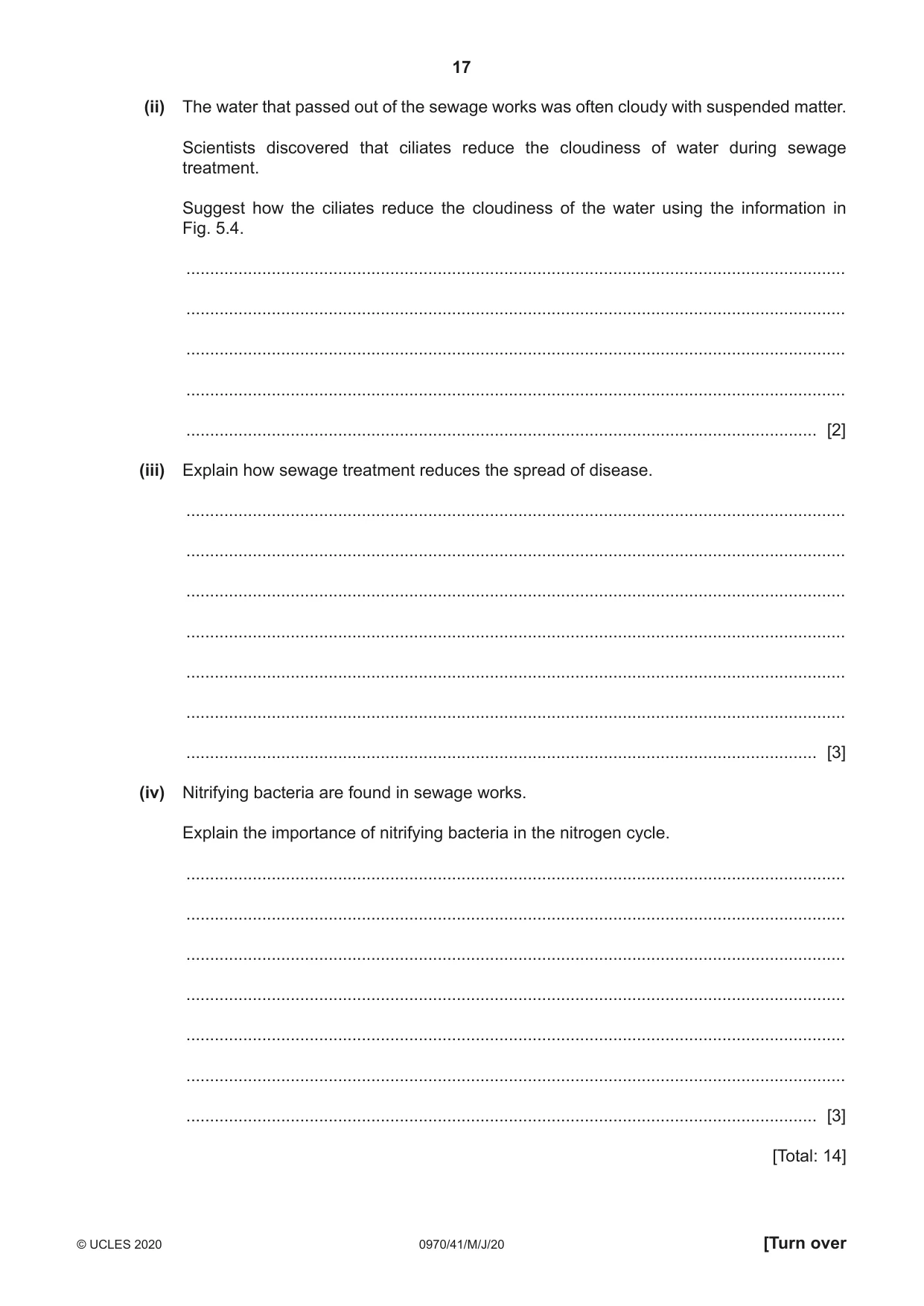 Cambridge IGCSE Biology (9-1) 0970 2020 May/June Paper 4 · Variant 1 question paper, page 17 of 20