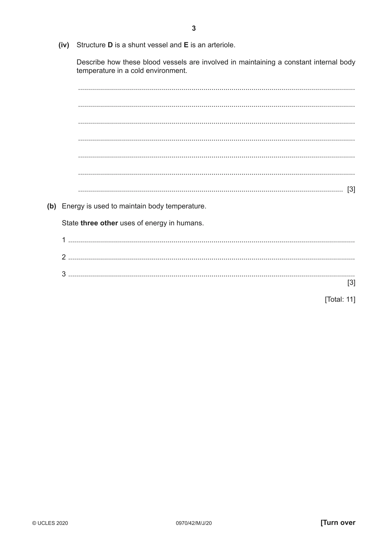 Cambridge IGCSE Biology (9-1) 0970 2020 May/June Paper 4 · Variant 2 question paper, page 3 of 24