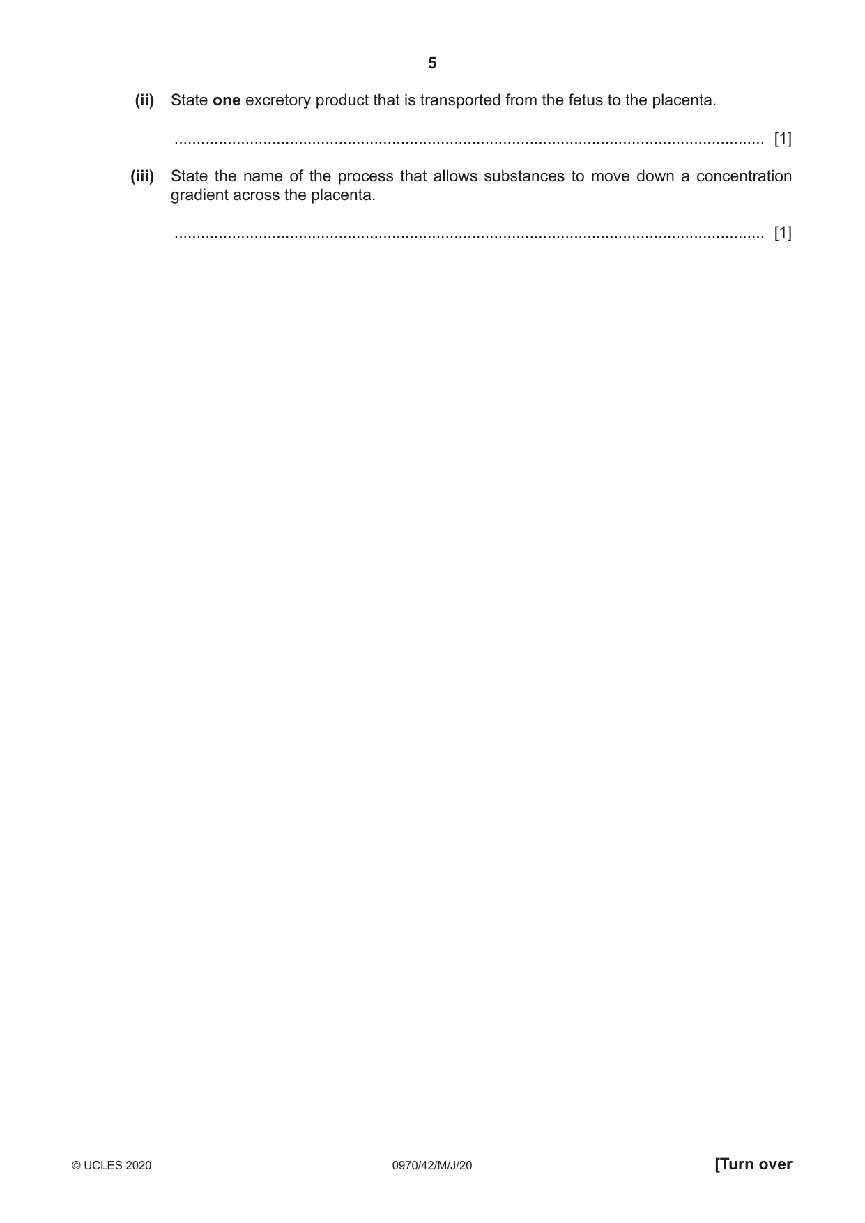 Cambridge IGCSE Biology (9-1) 0970 2020 May/June Paper 4 · Variant 2 question paper, page 5 of 24