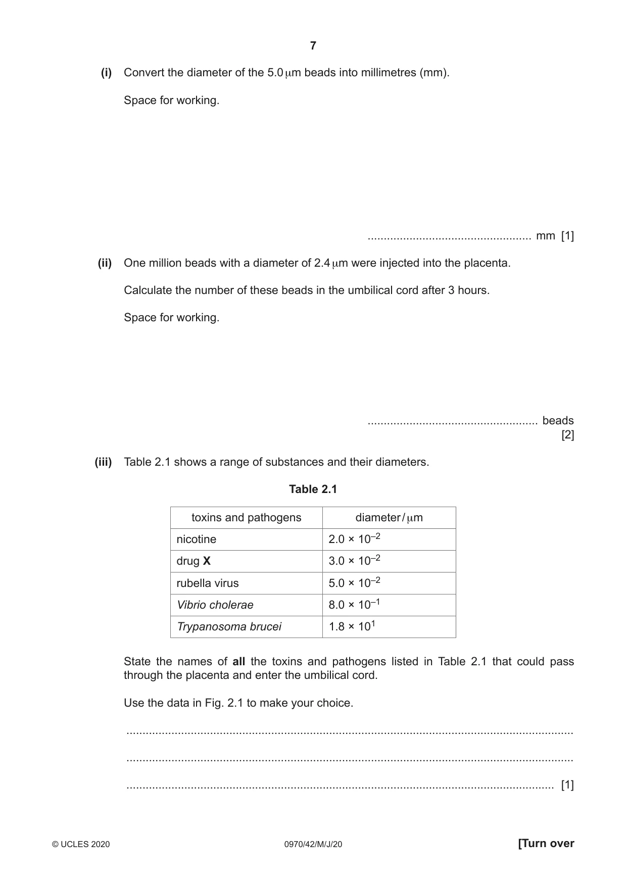 Cambridge IGCSE Biology (9-1) 0970 2020 May/June Paper 4 · Variant 2 question paper, page 7 of 24