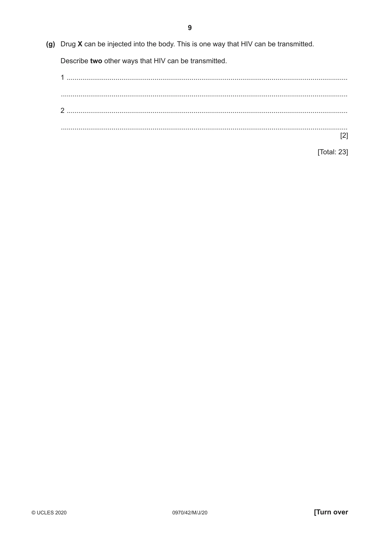 Cambridge IGCSE Biology (9-1) 0970 2020 May/June Paper 4 · Variant 2 question paper, page 9 of 24