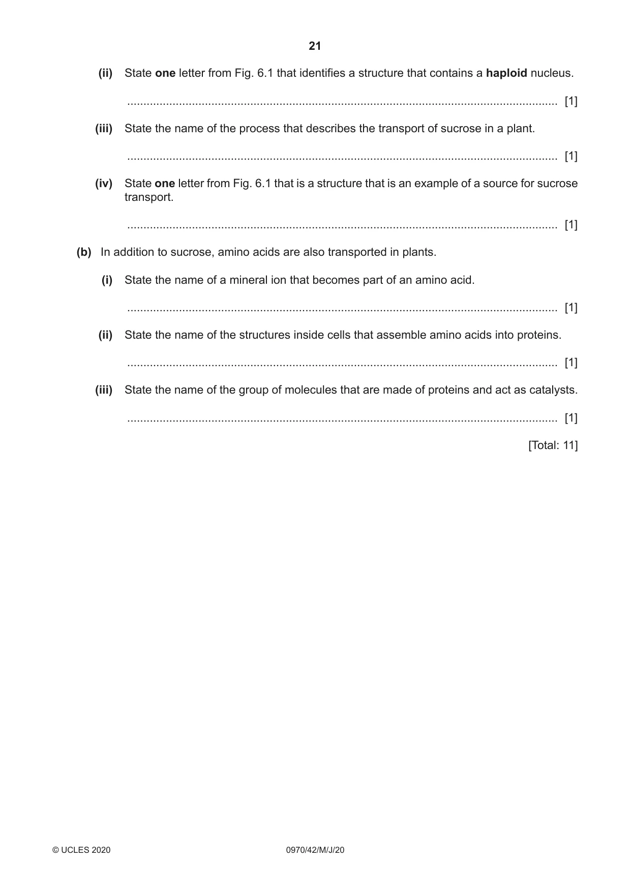 Cambridge IGCSE Biology (9-1) 0970 2020 May/June Paper 4 · Variant 2 question paper, page 21 of 24