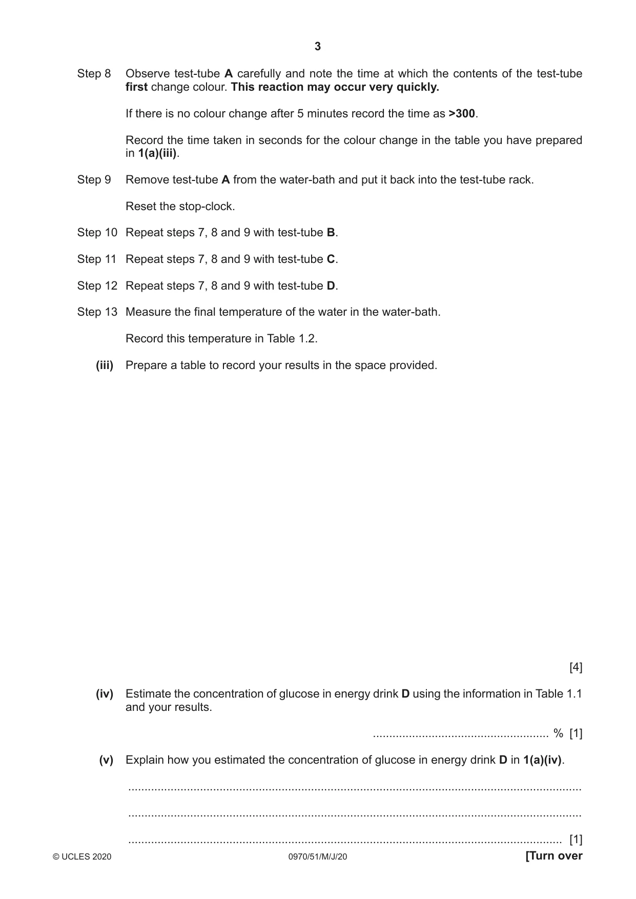Cambridge IGCSE Biology (9-1) 0970 2020 May/June Paper 5 · Variant 1 question paper, page 3 of 12