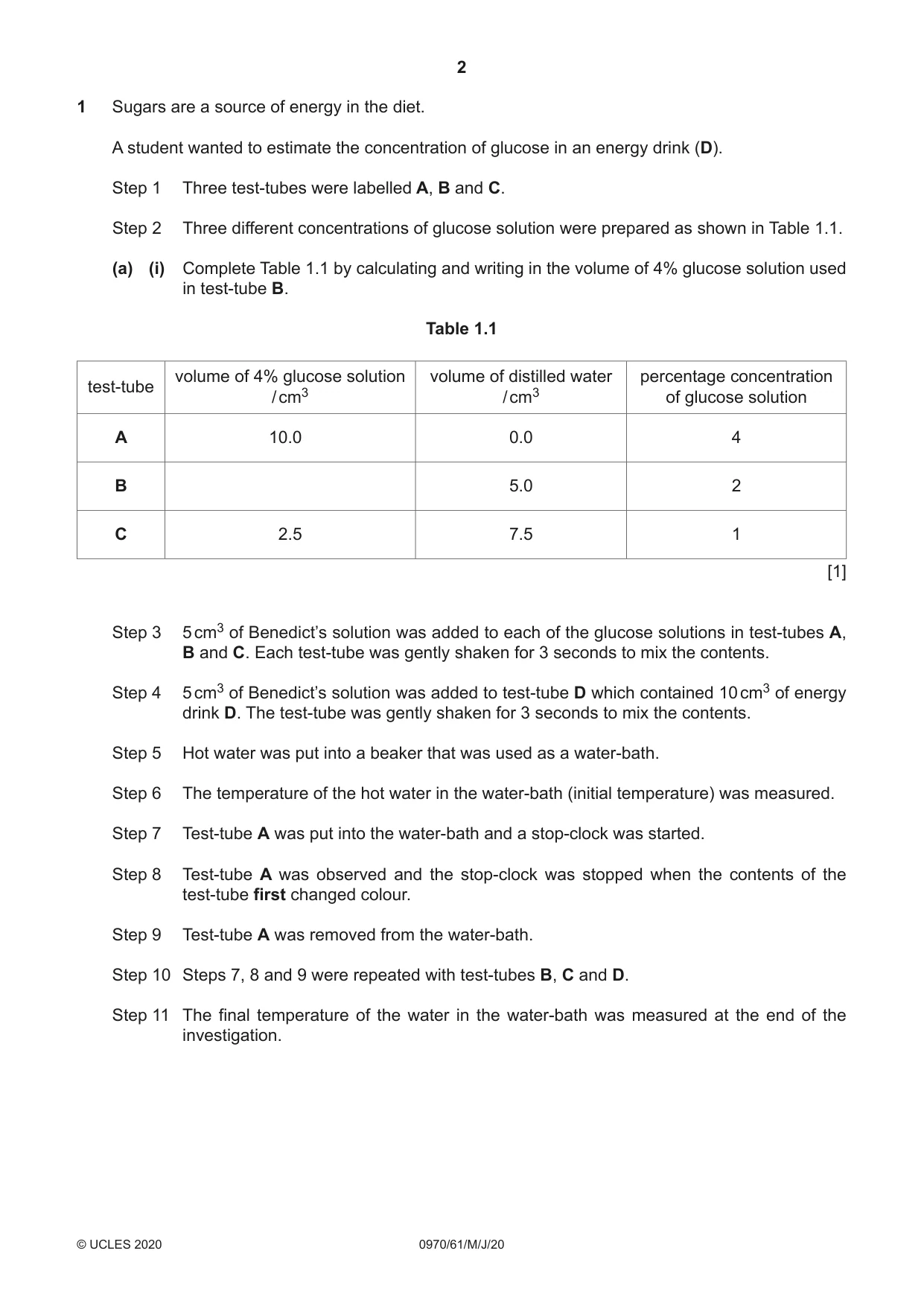 Cambridge IGCSE Biology (9-1) 0970 2020 May/June Paper 6 · Variant 1 question paper, page 2 of 12