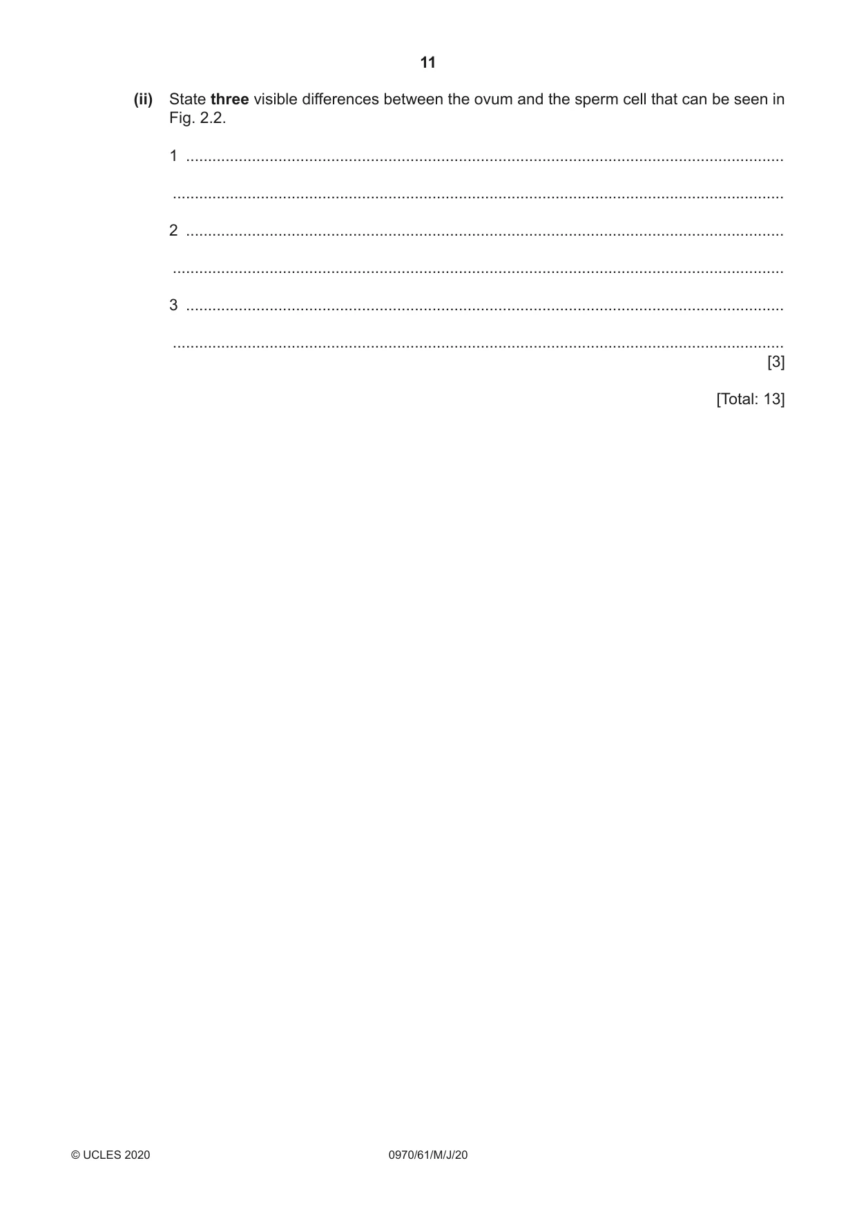 Cambridge IGCSE Biology (9-1) 0970 2020 May/June Paper 6 · Variant 1 question paper, page 11 of 12