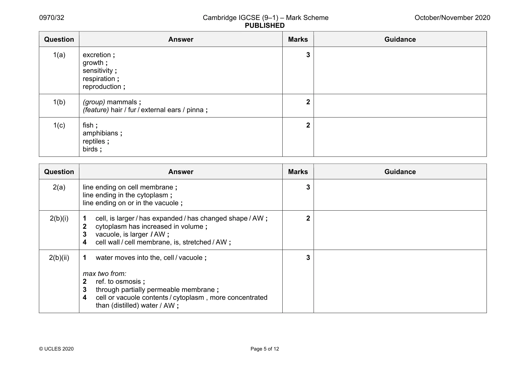 Mark scheme, page 5 of 12