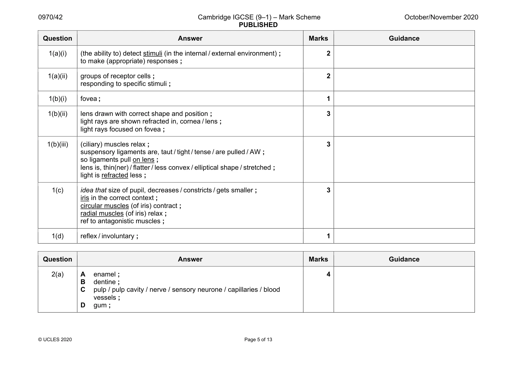Mark scheme, page 5 of 13