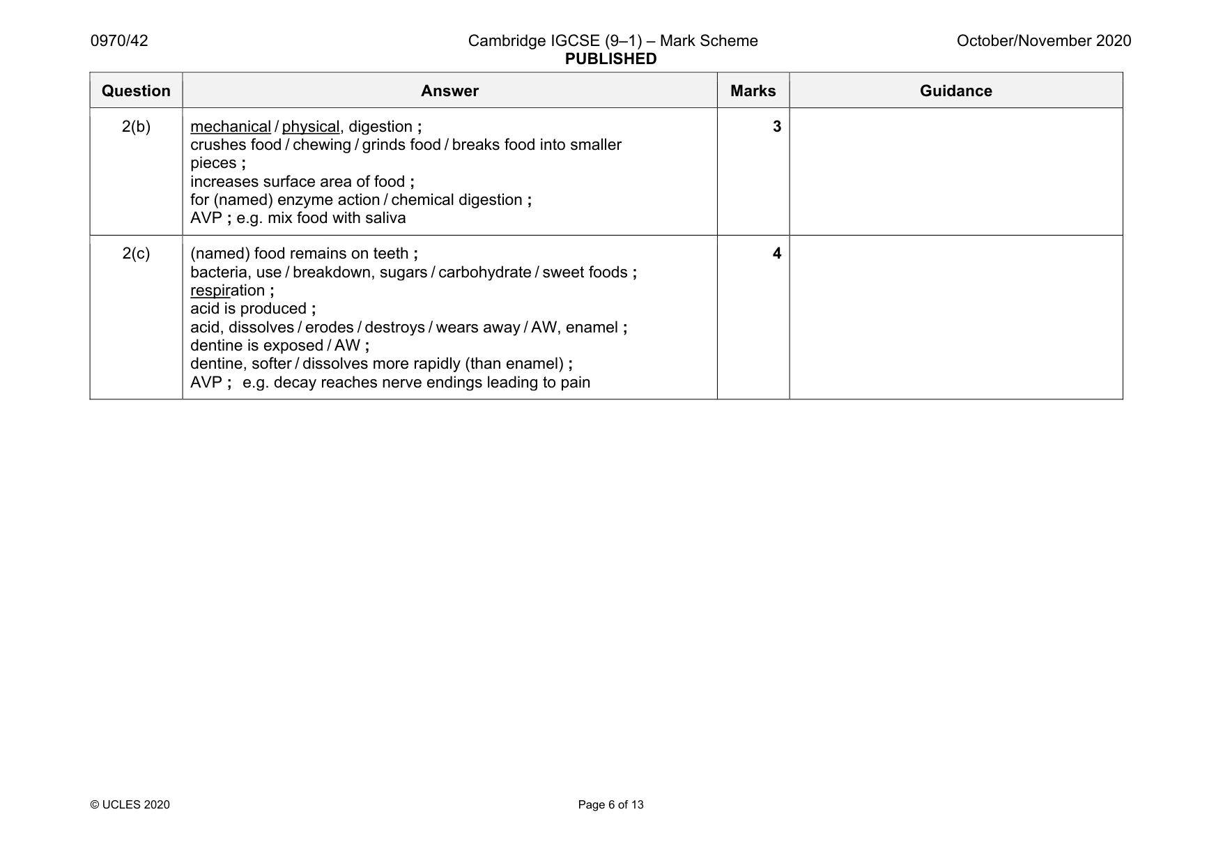 Mark scheme, page 6 of 13