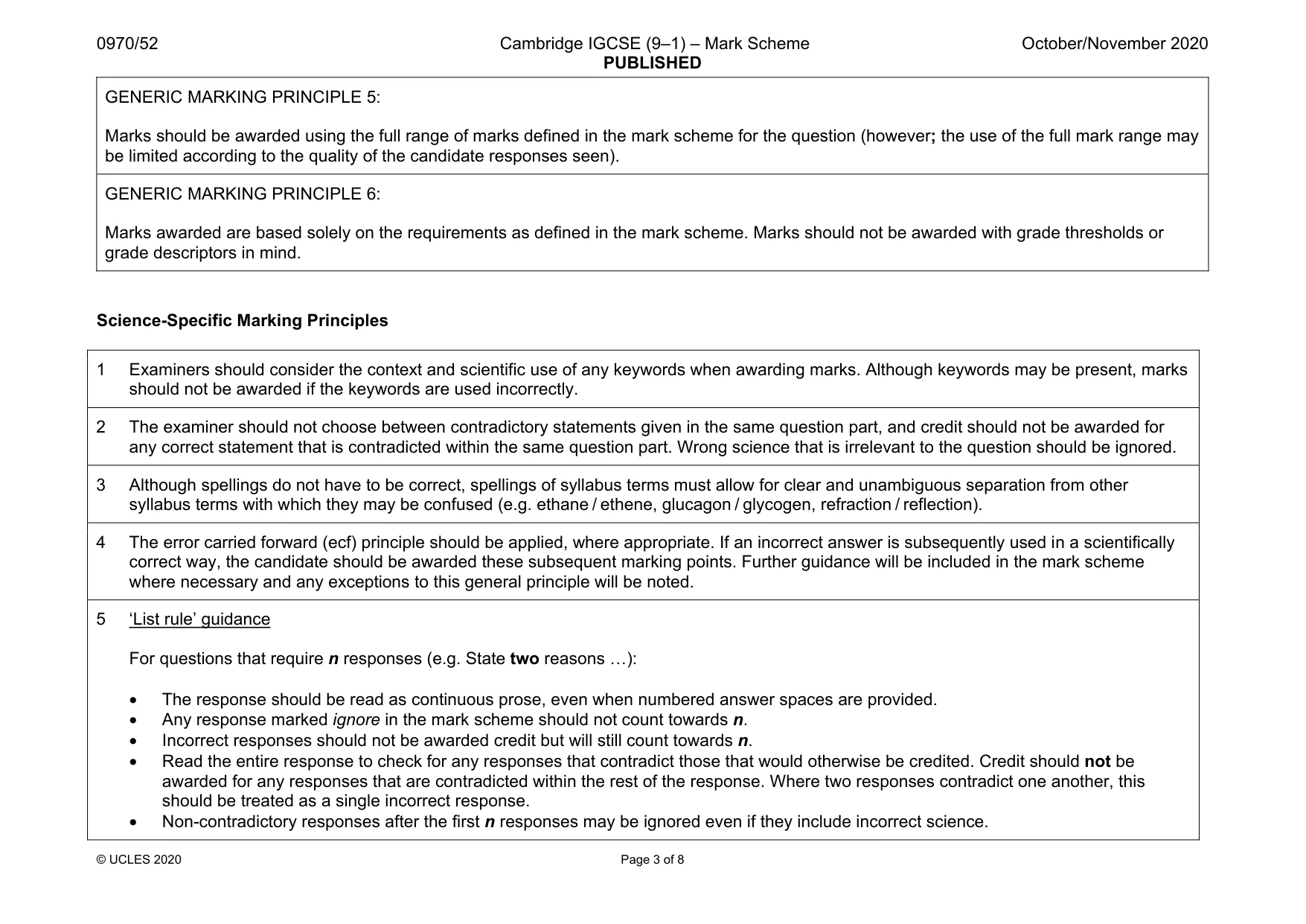 Mark scheme, page 3 of 8