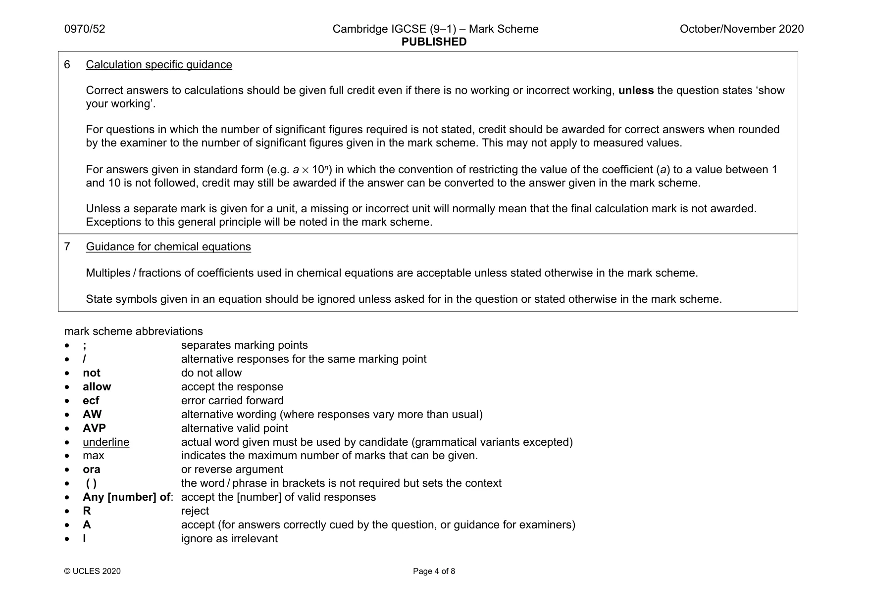 Mark scheme, page 4 of 8