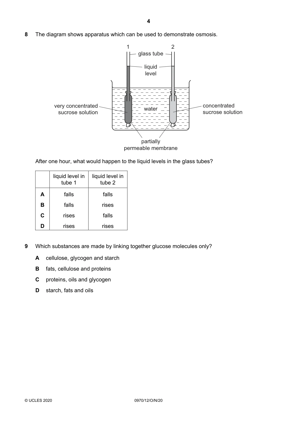 Cambridge IGCSE Biology (9-1) 0970 2020 Oct/Nov Paper 1 · Variant 2 question paper, page 4 of 16
