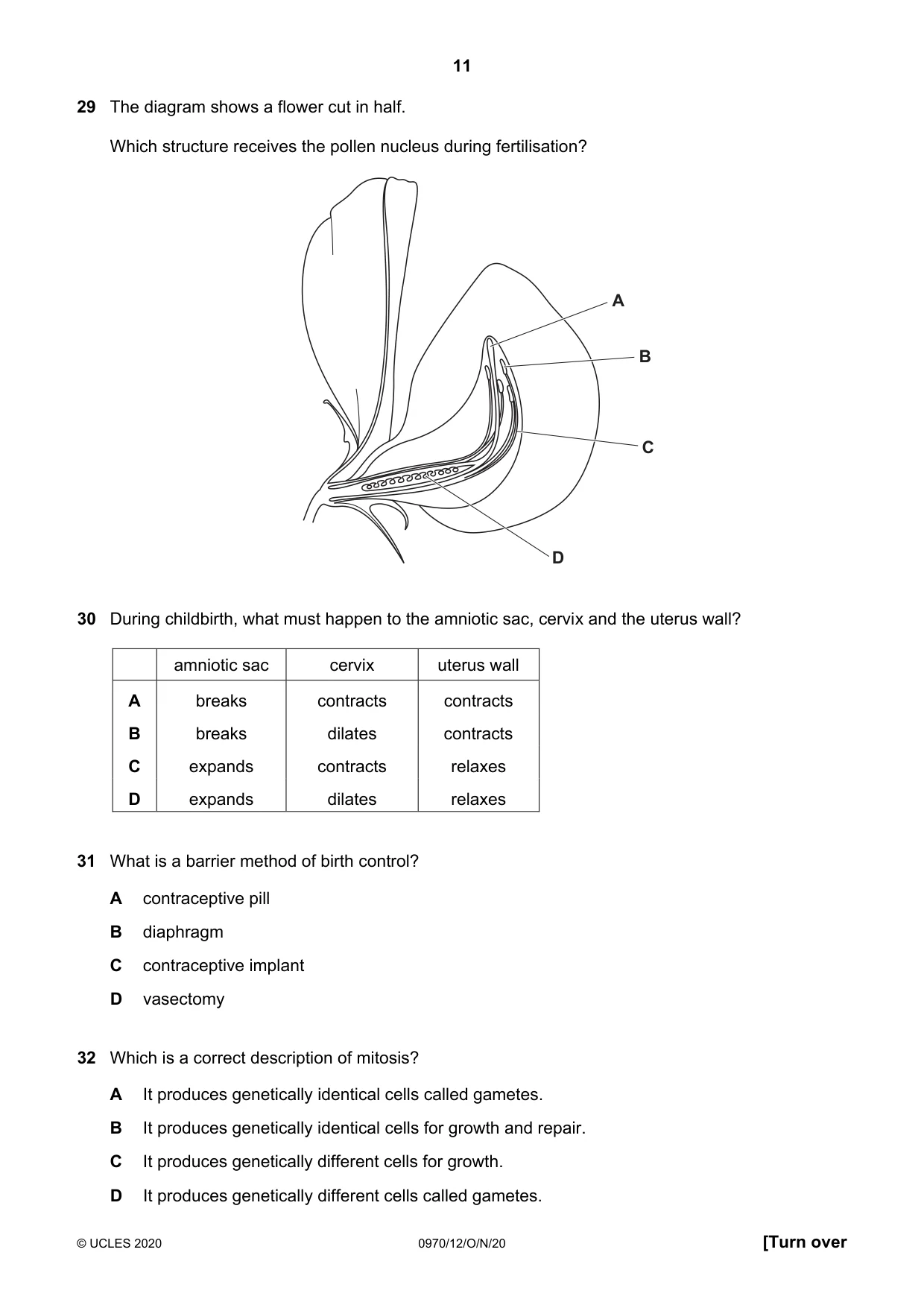 Cambridge IGCSE Biology (9-1) 0970 2020 Oct/Nov Paper 1 · Variant 2 question paper, page 11 of 16