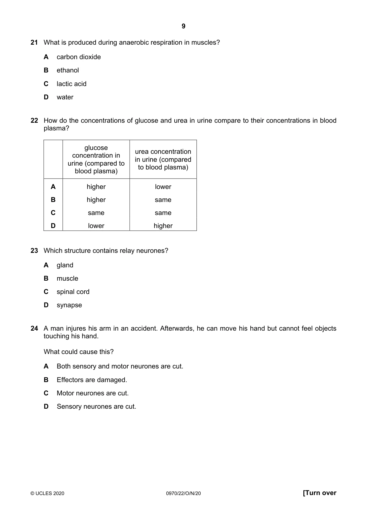 Cambridge IGCSE Biology (9-1) 0970 2020 Oct/Nov Paper 2 · Variant 2 question paper, page 9 of 16