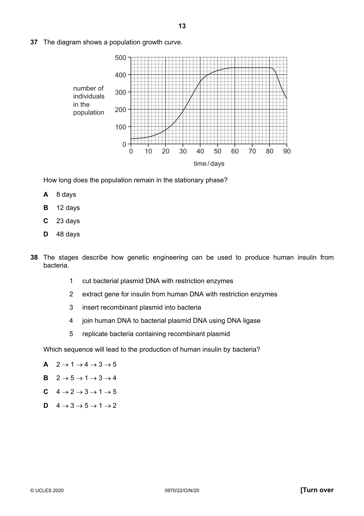 Cambridge IGCSE Biology (9-1) 0970 2020 Oct/Nov Paper 2 · Variant 2 question paper, page 13 of 16